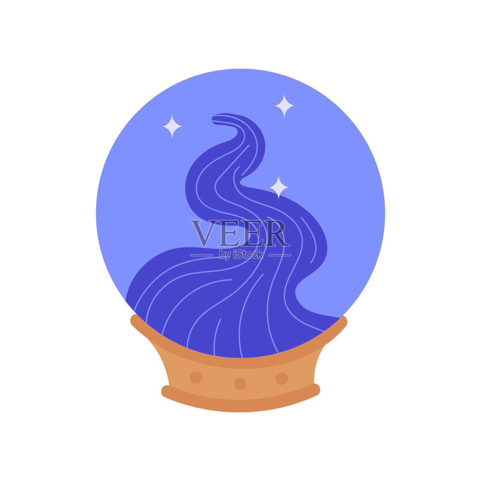 矢量玻璃魔术球占卜隔离在白色背景。插画图片素材