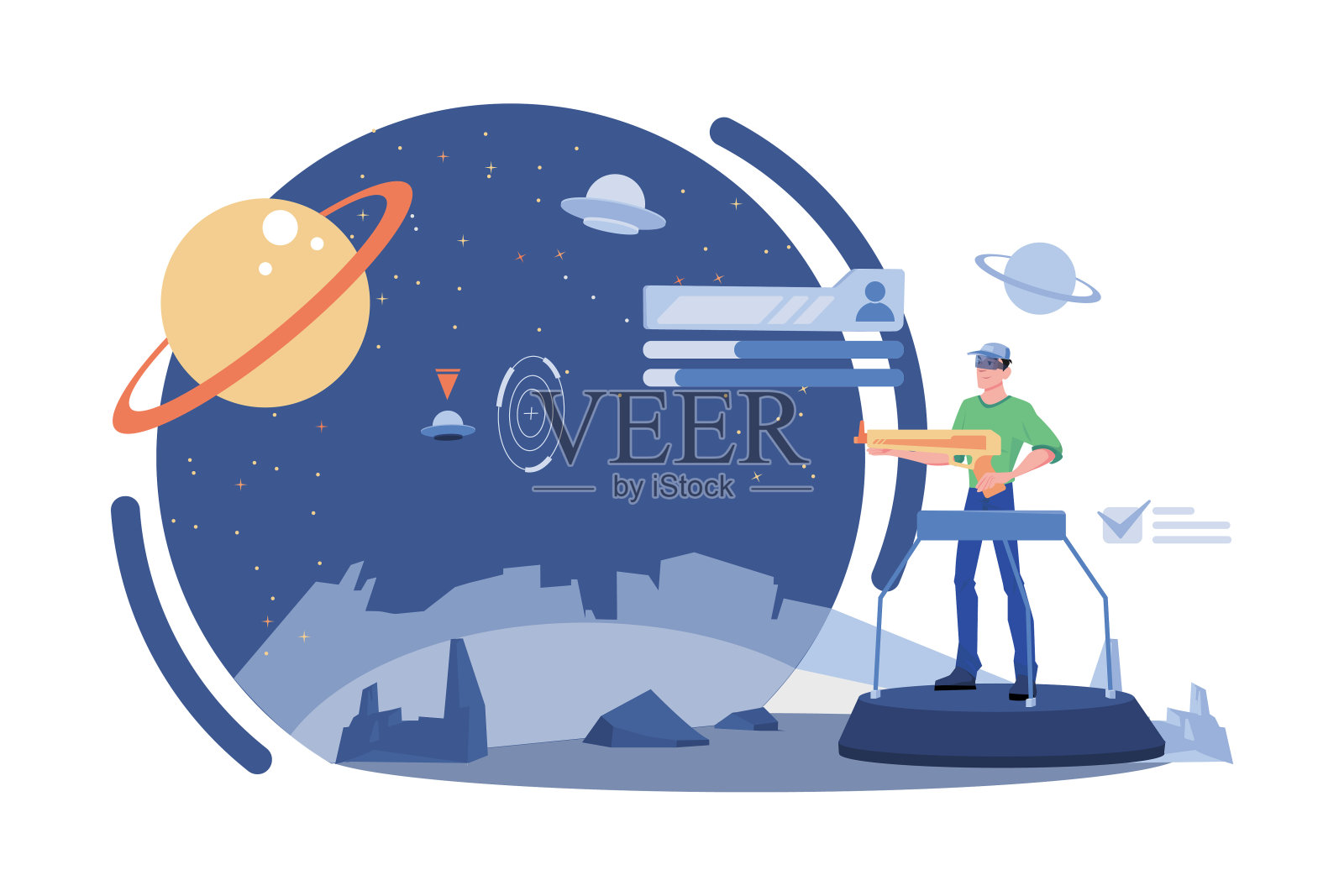 人在虚拟世界的视觉化插画图片素材