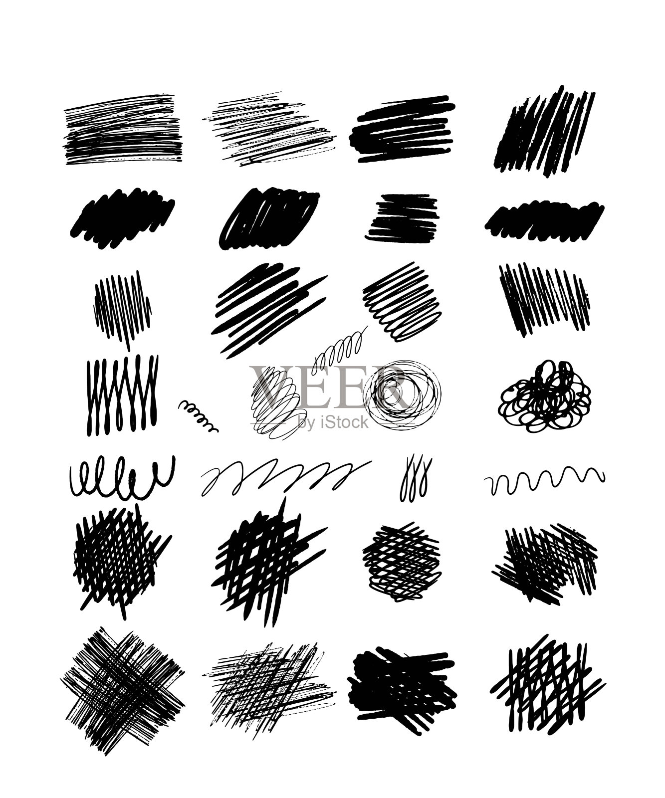 设置手绘纹理涂鸦标记和墨水模式。涂鸦矢量纹理插画图片素材