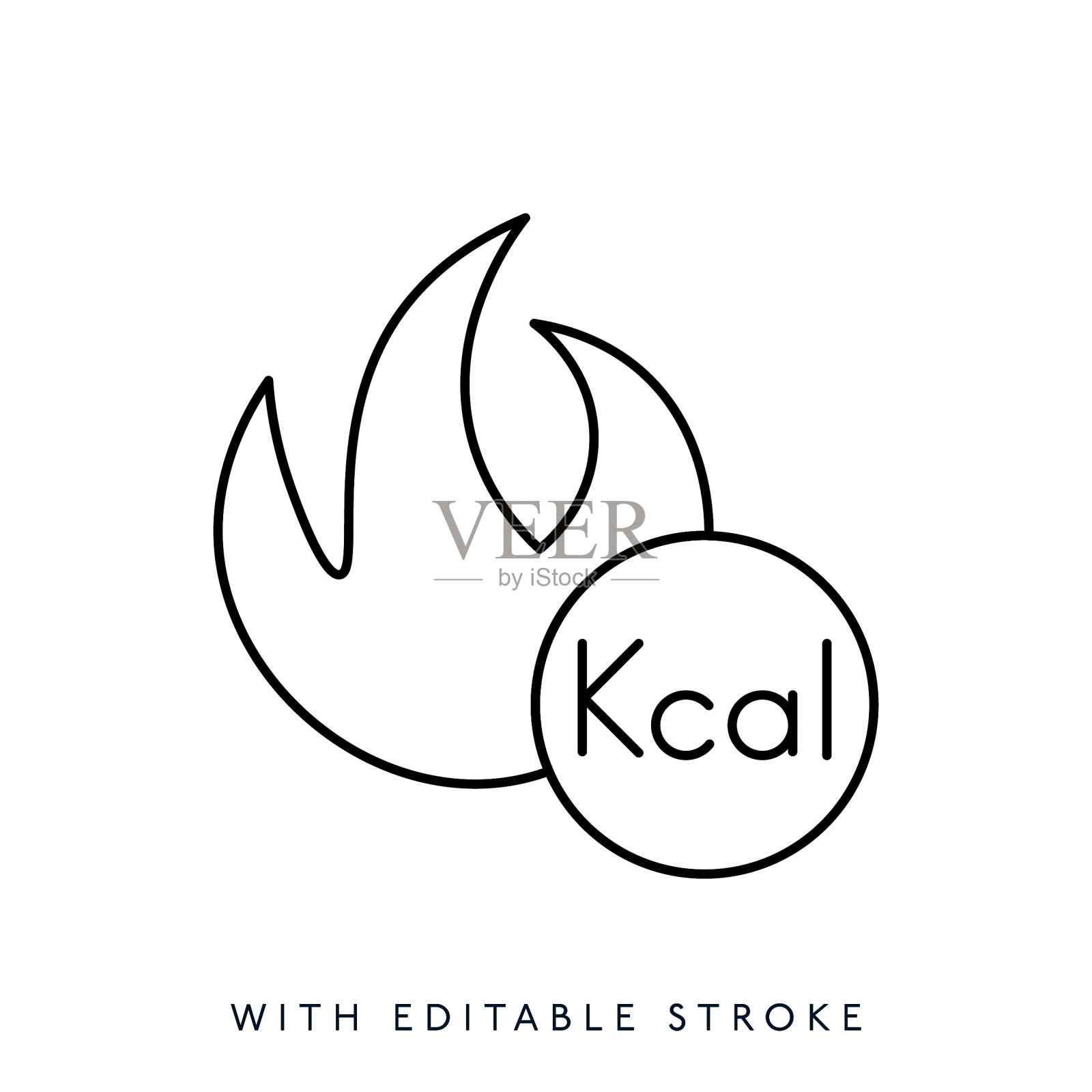 燃烧卡路里线图标可编辑笔画插画图片素材