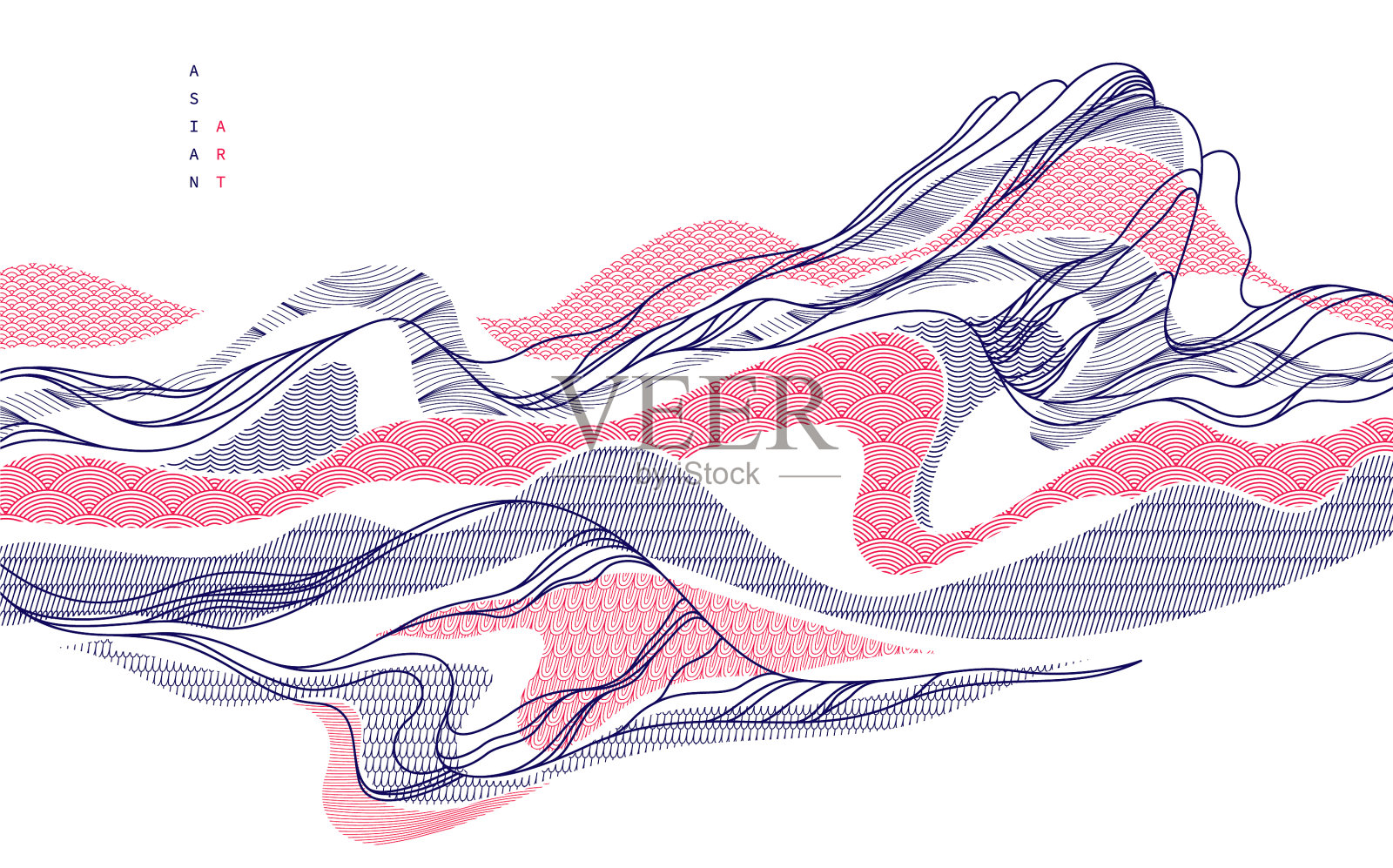 东方日本风格的抽象背景插画图片素材