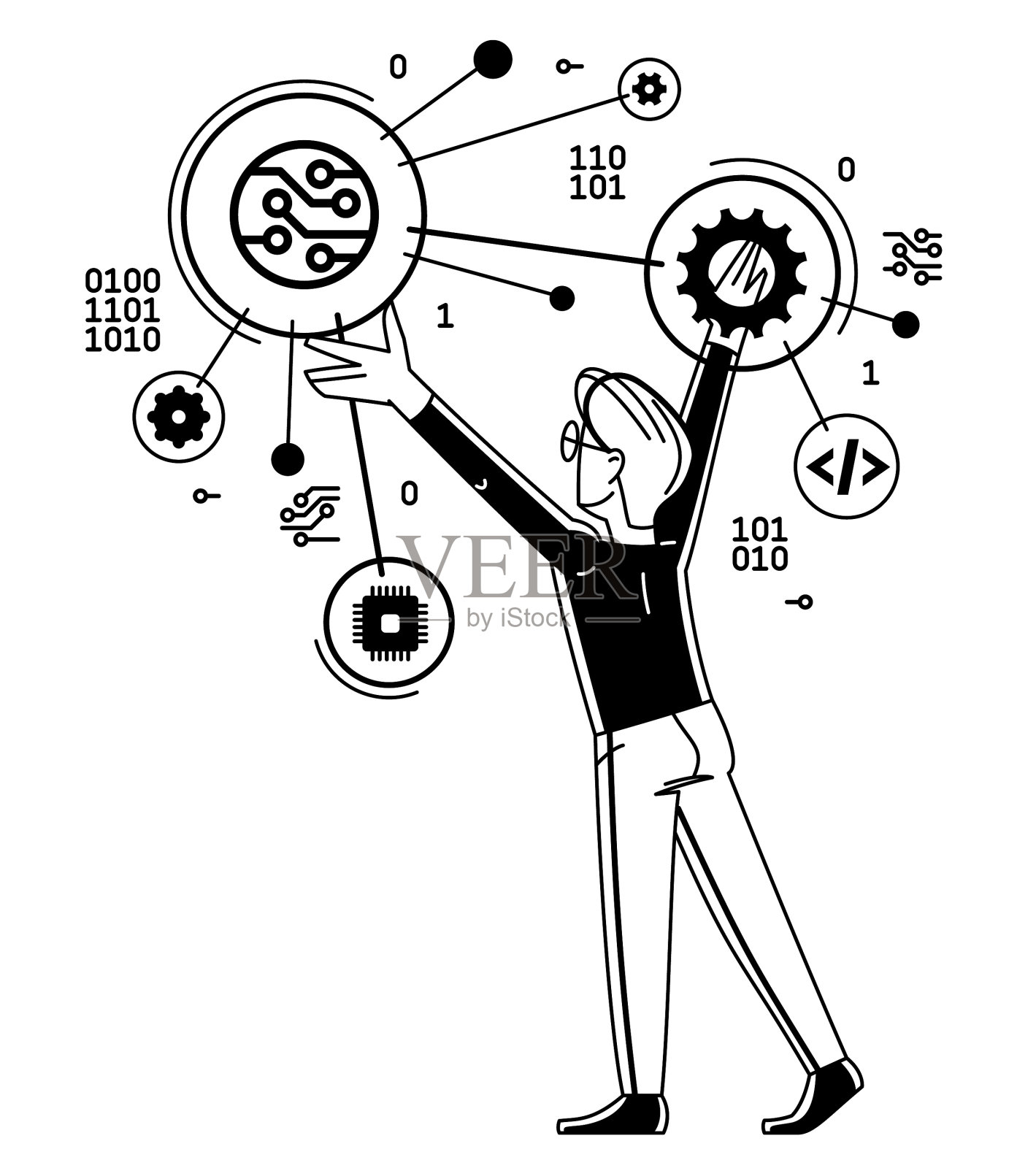 计算机工程师的工作大纲，程序员和设计元素图片