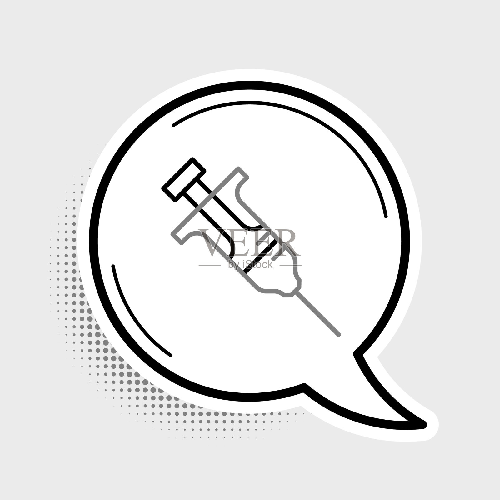 线注射器图标隔离在灰色背景插画图片素材