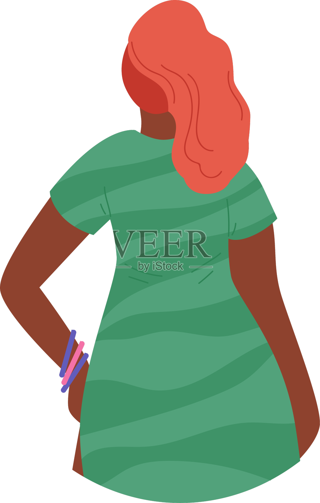 女人的后视图显示出好奇和思考设计元素图片