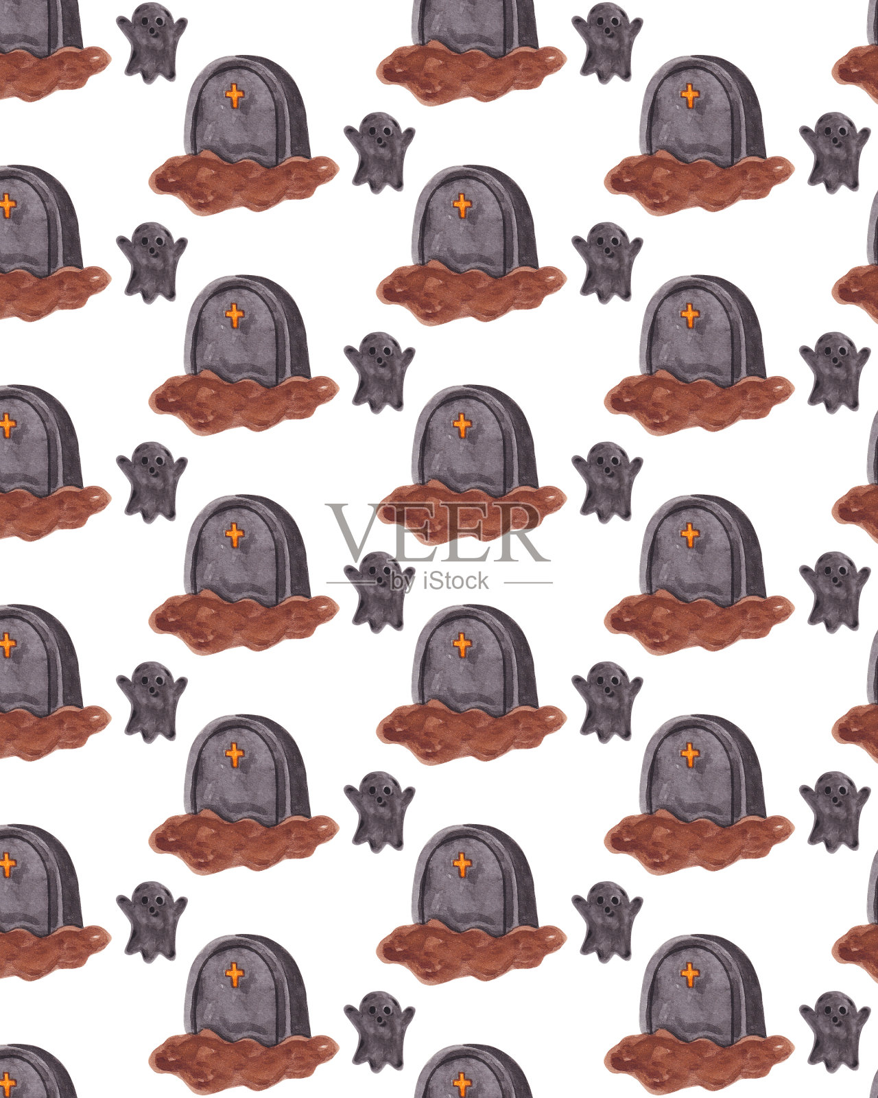 万圣节图案背景水彩画插画图片素材