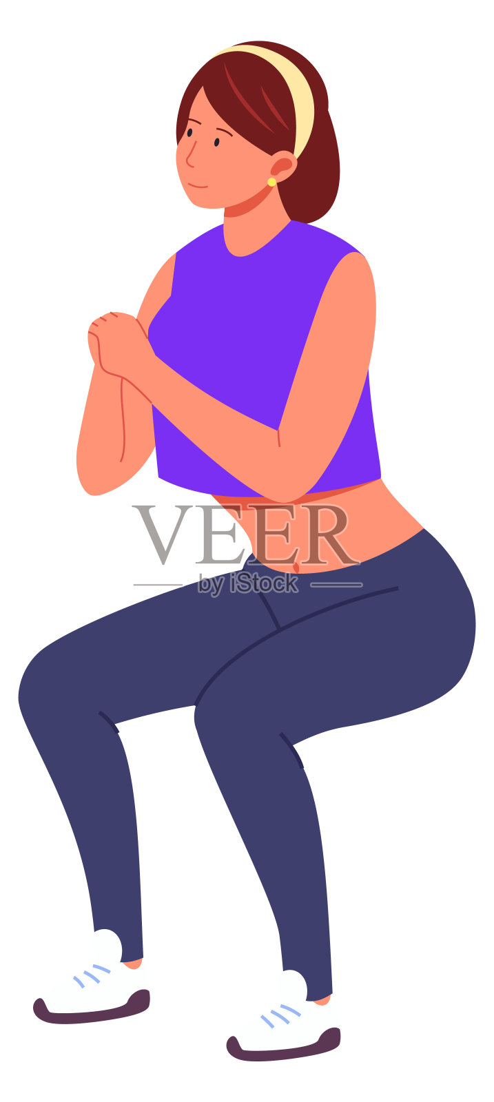 做仰卧起坐的女人。健身训练孤立于白色之上插画图片素材