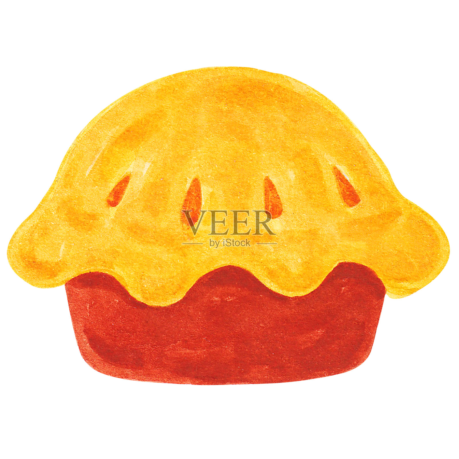 南瓜派水彩风格，感恩节概念插画图片素材