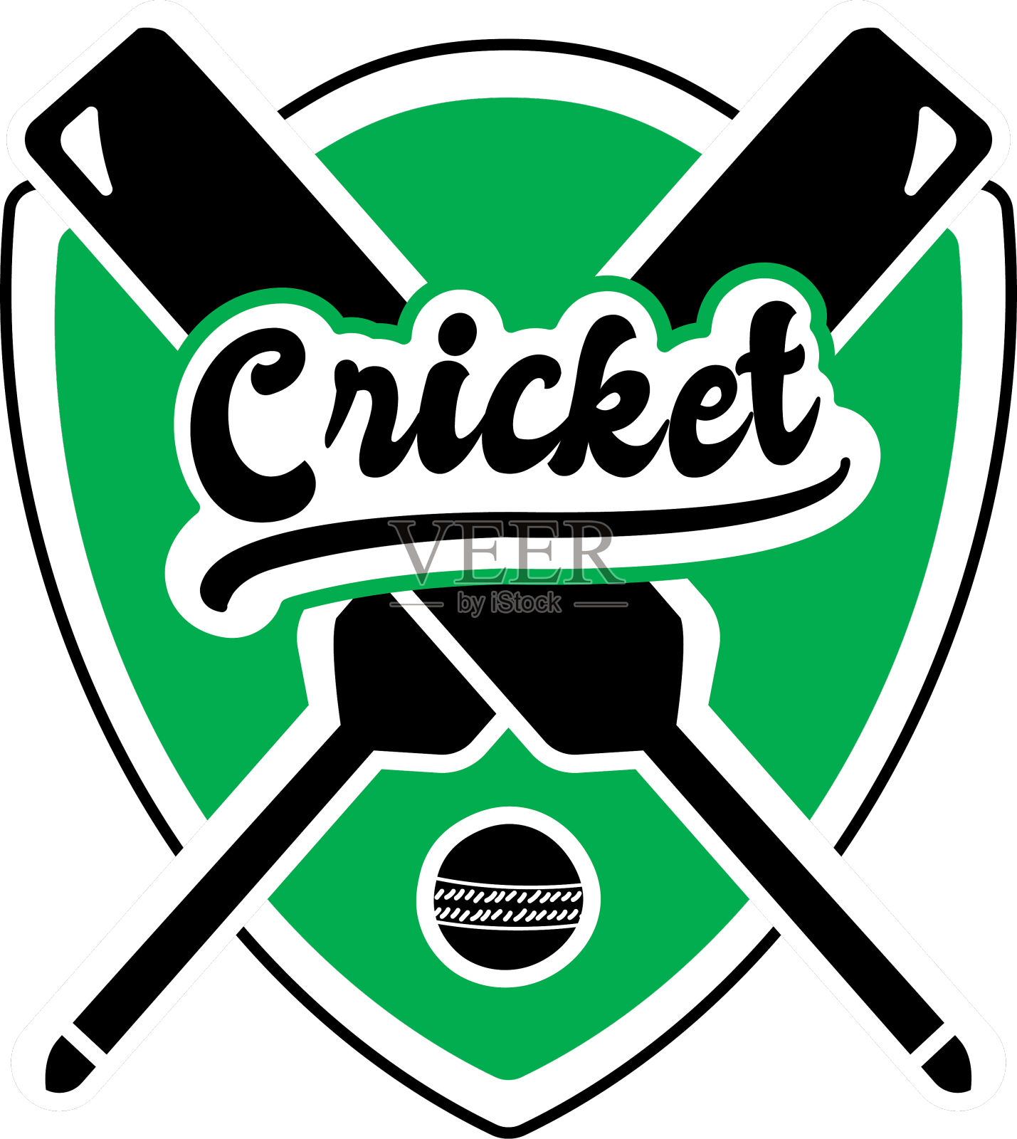 板球王蝙蝠球徽章贴纸设计元素图片