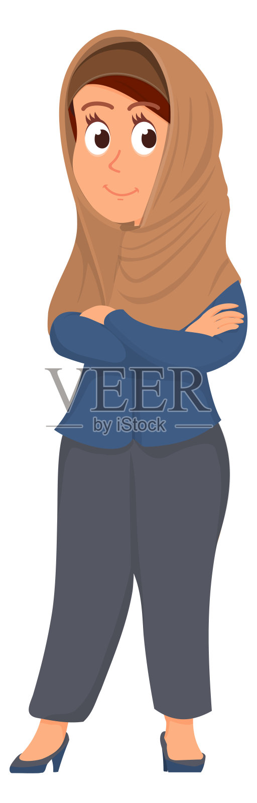 戴头巾的现代伊斯兰妇女。时尚的女性角色孤立在白色插画图片素材