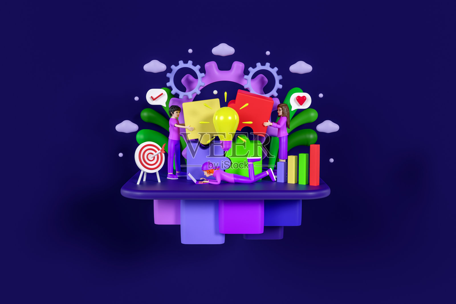 3d插画是上班族实现商业理念的设计策略插画图片素材