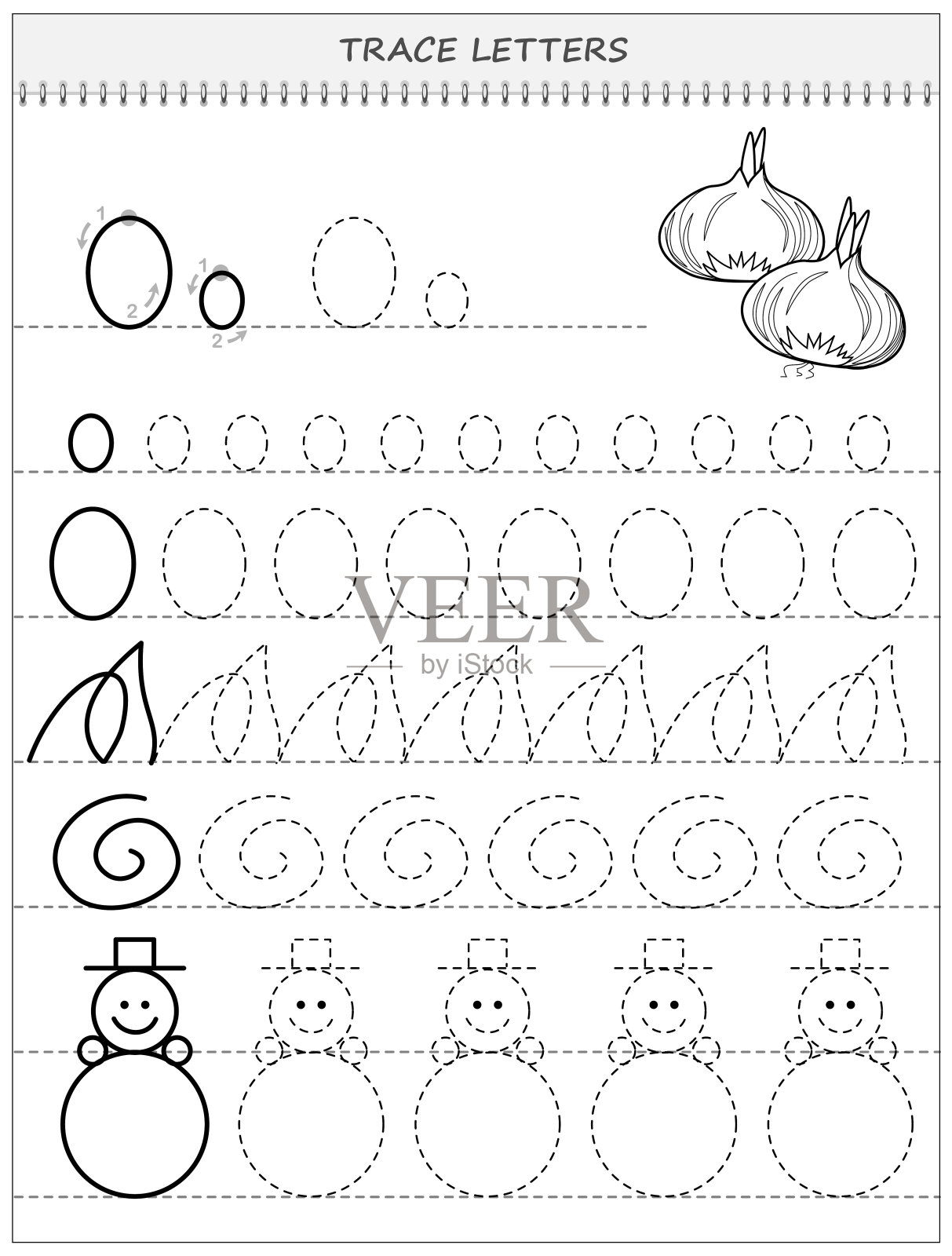 在线为孩子提供教育页面。黑白可打印的儿童工作表学校教科书。发展写作和描摹技能。在线教育表格。回到学校。矢量图像。插画图片素材