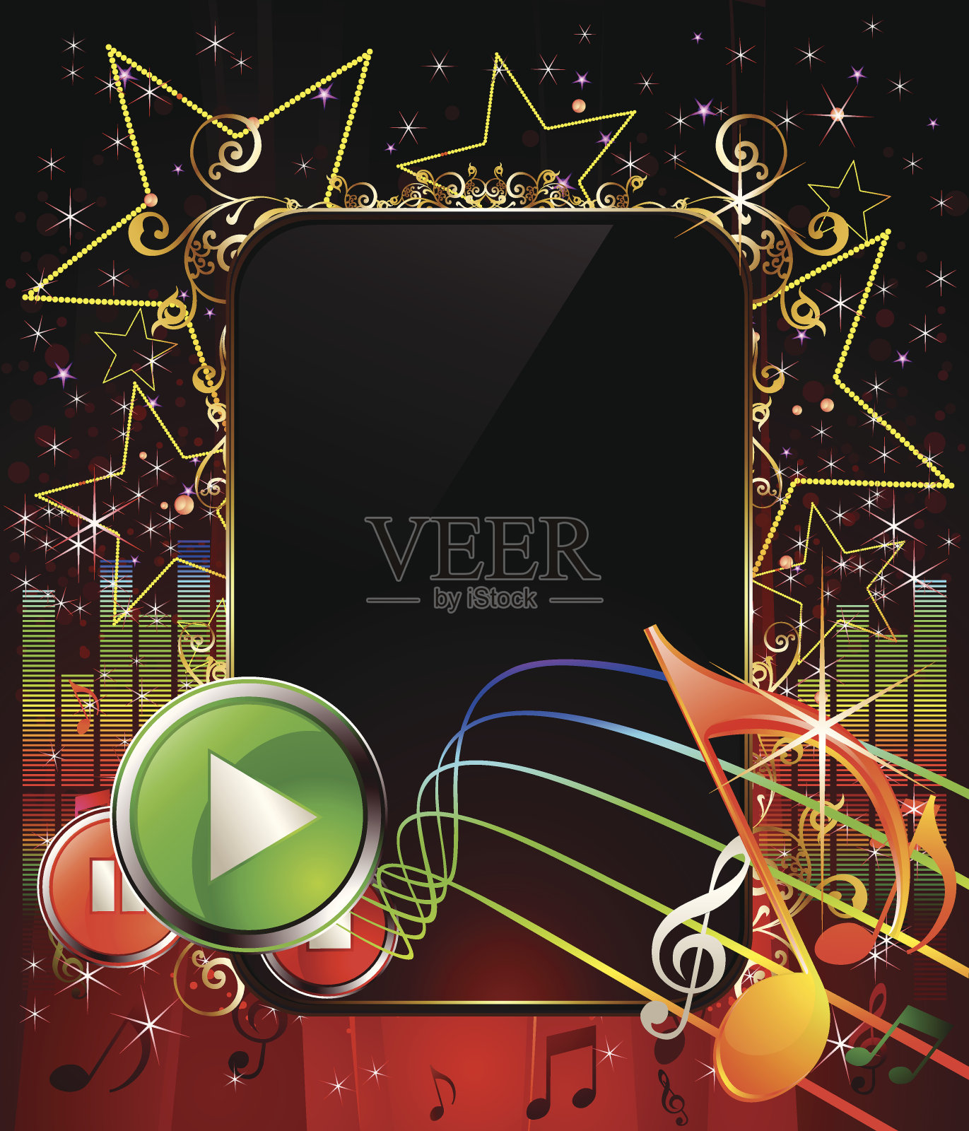 美丽的音乐背景与面板插画图片素材