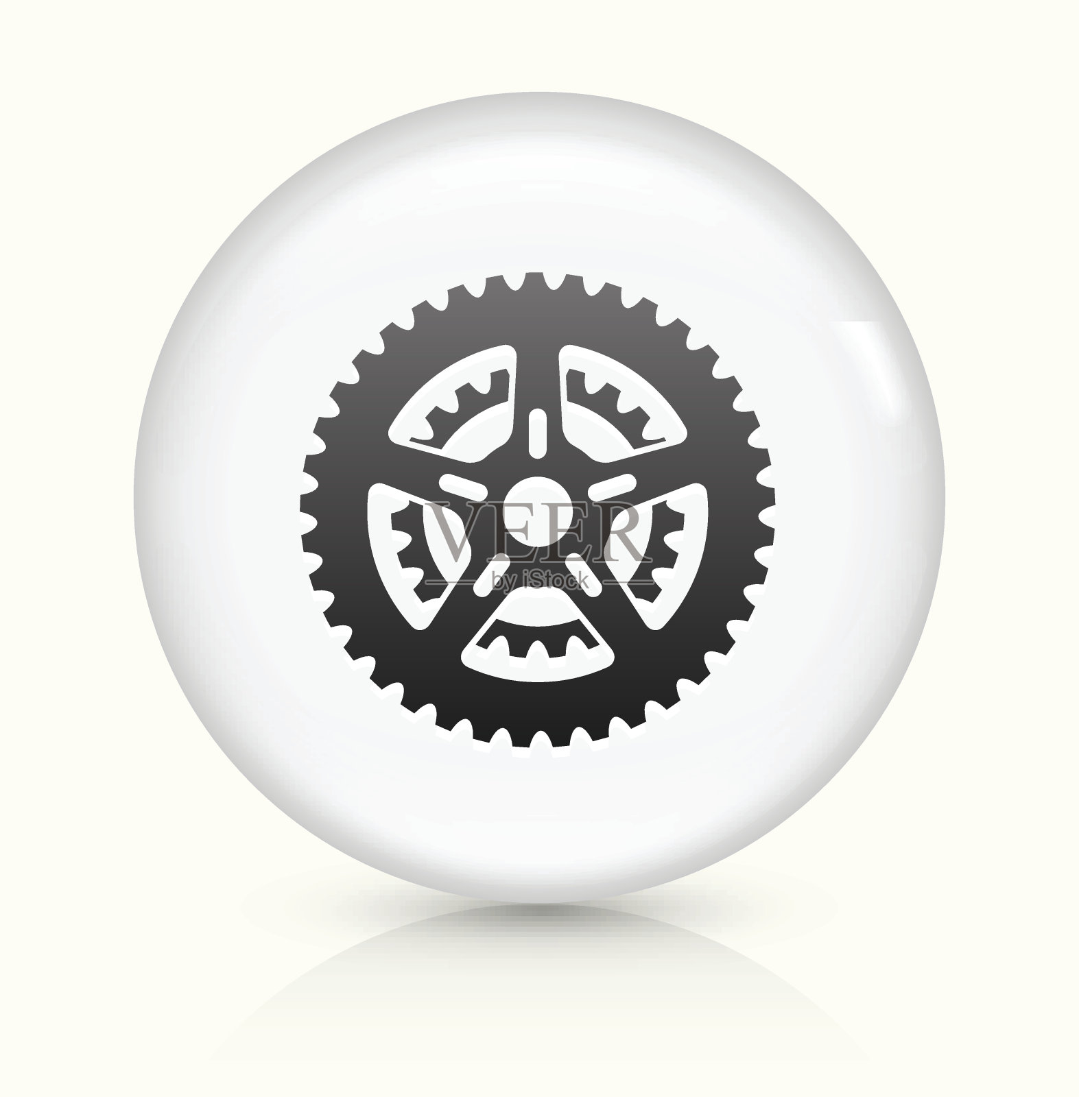 自行车齿轮图标上的白色圆形矢量按钮图标素材