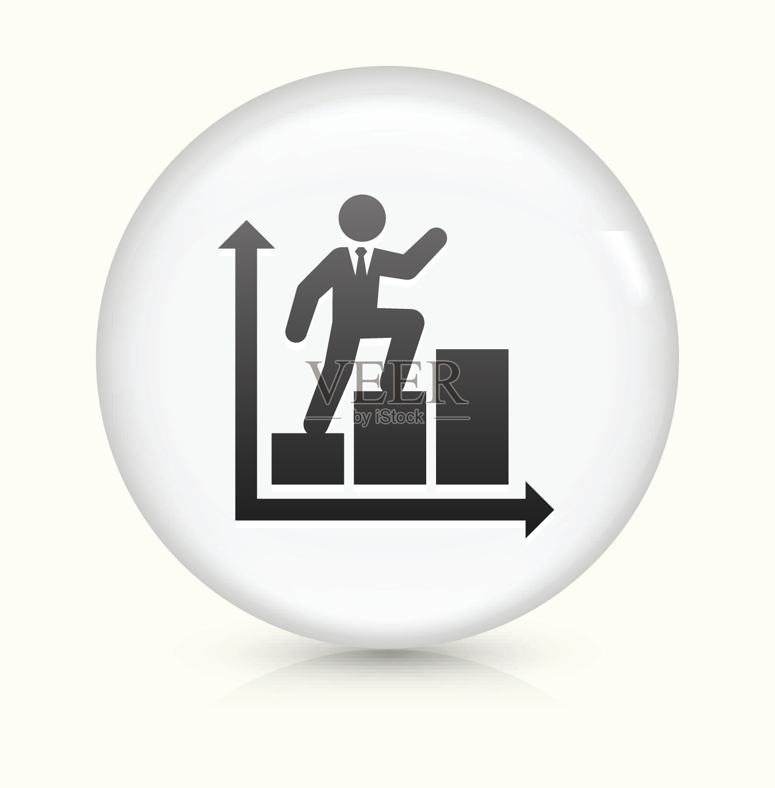 商人前进图标上的白色圆形矢量按钮图标素材