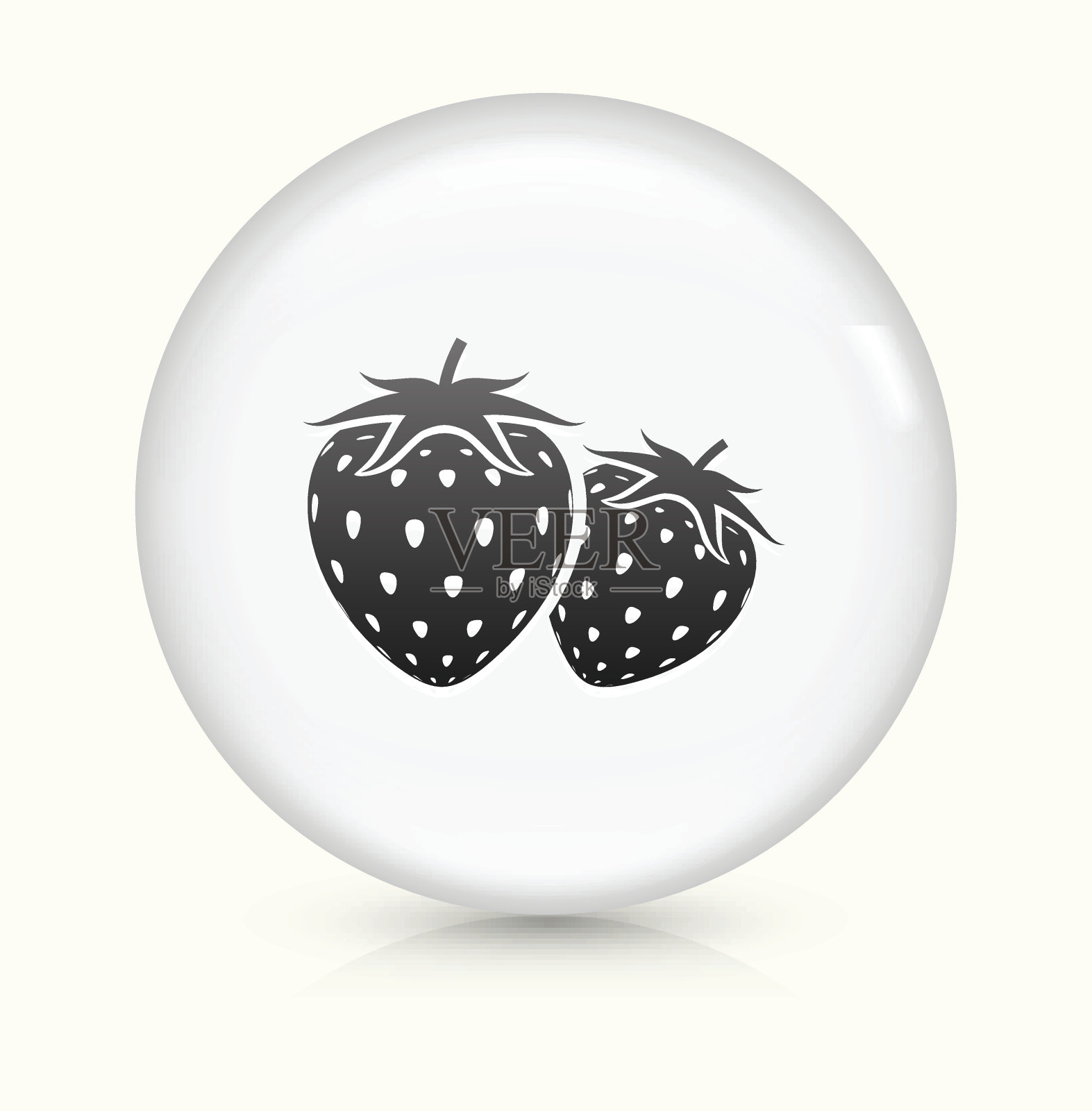 两个草莓图标上的白色圆形矢量按钮插画图片素材