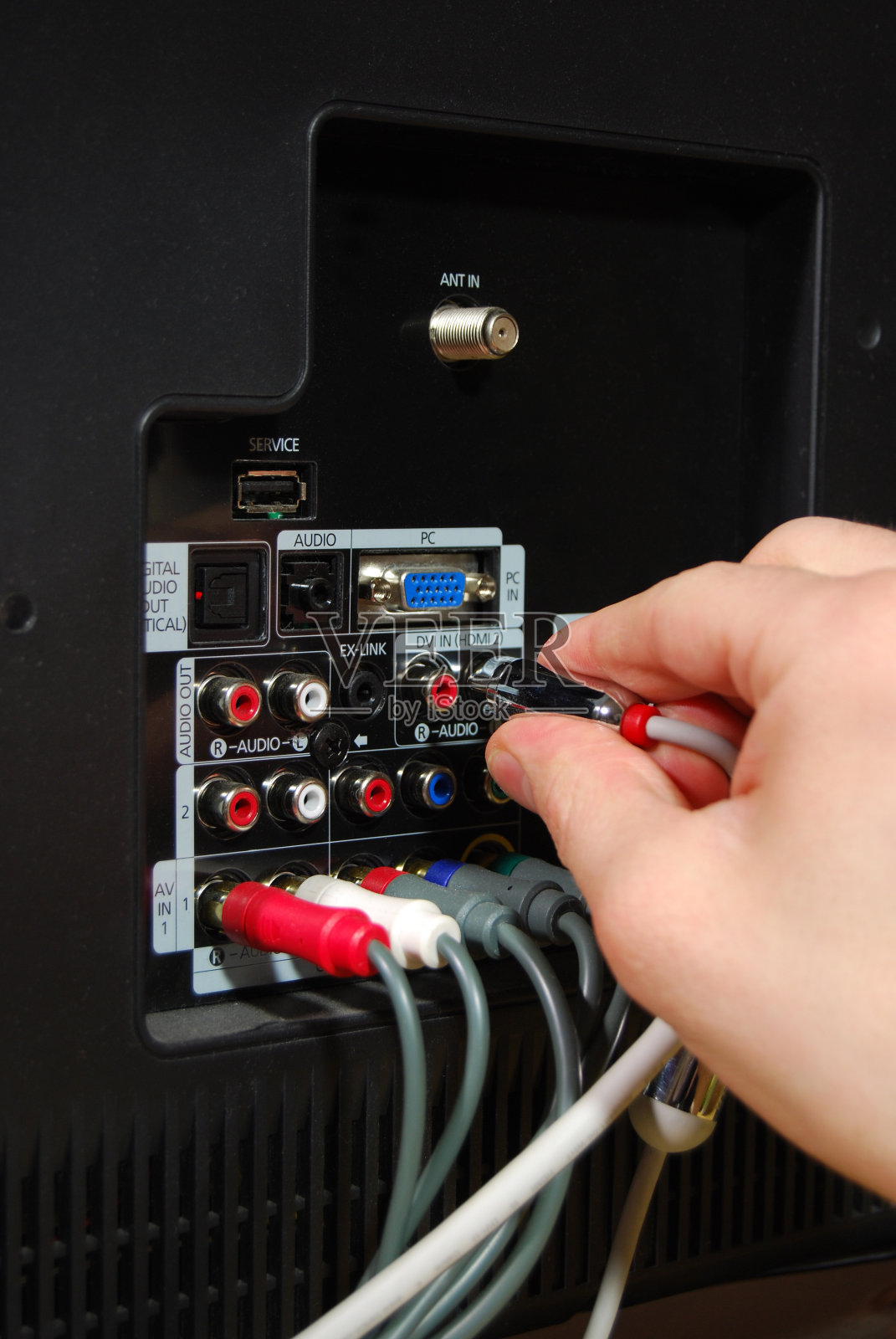 插入音频电缆照片摄影图片