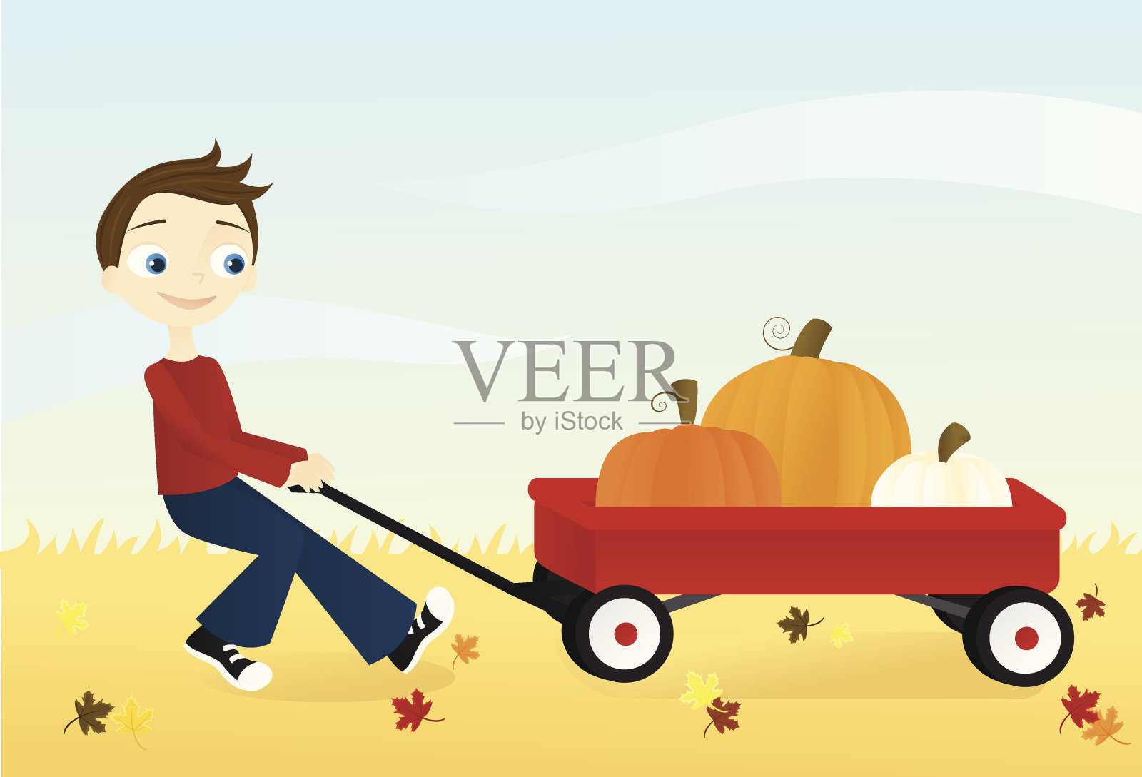 男孩车插画图片素材