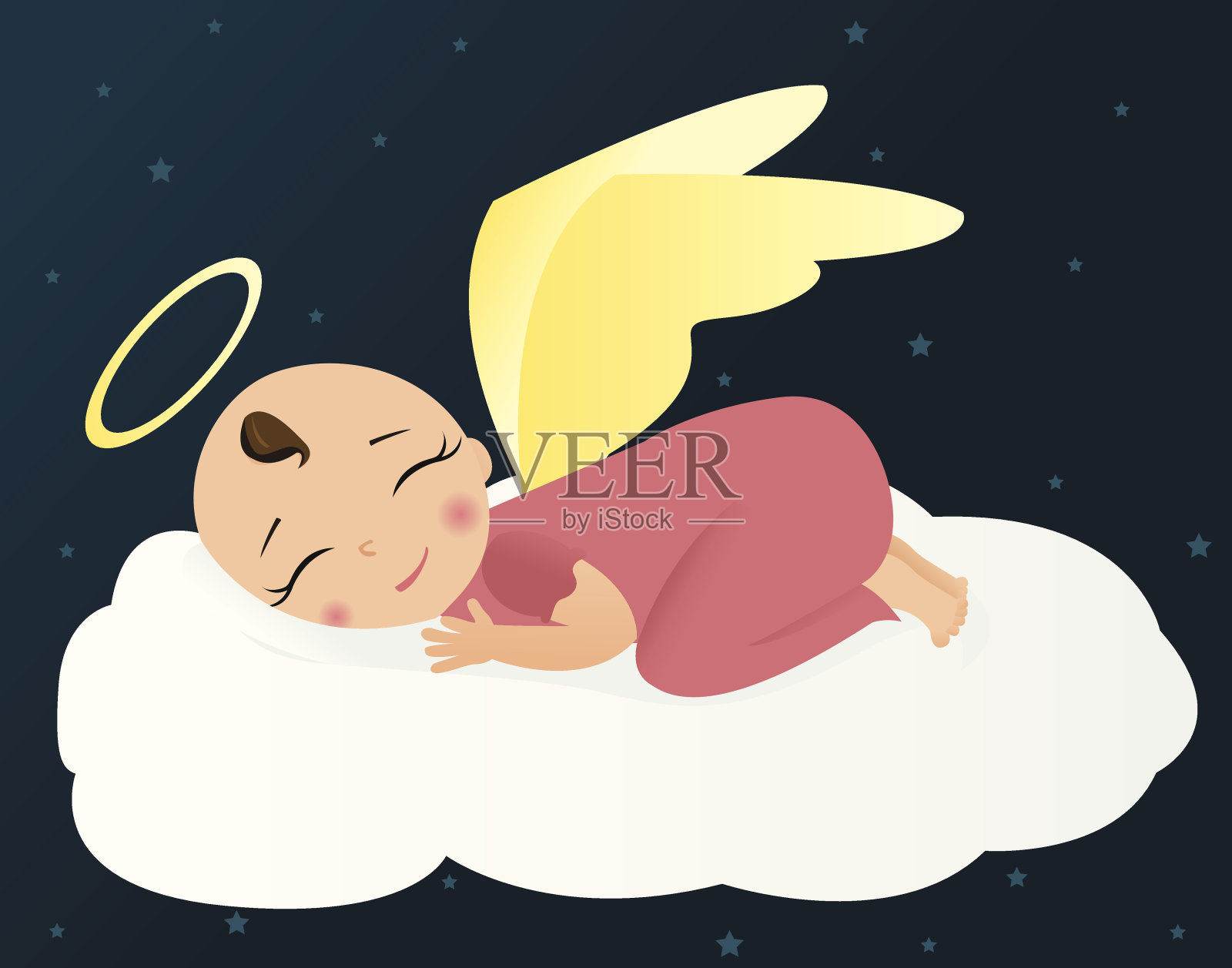 粉红睡美人插画图片素材