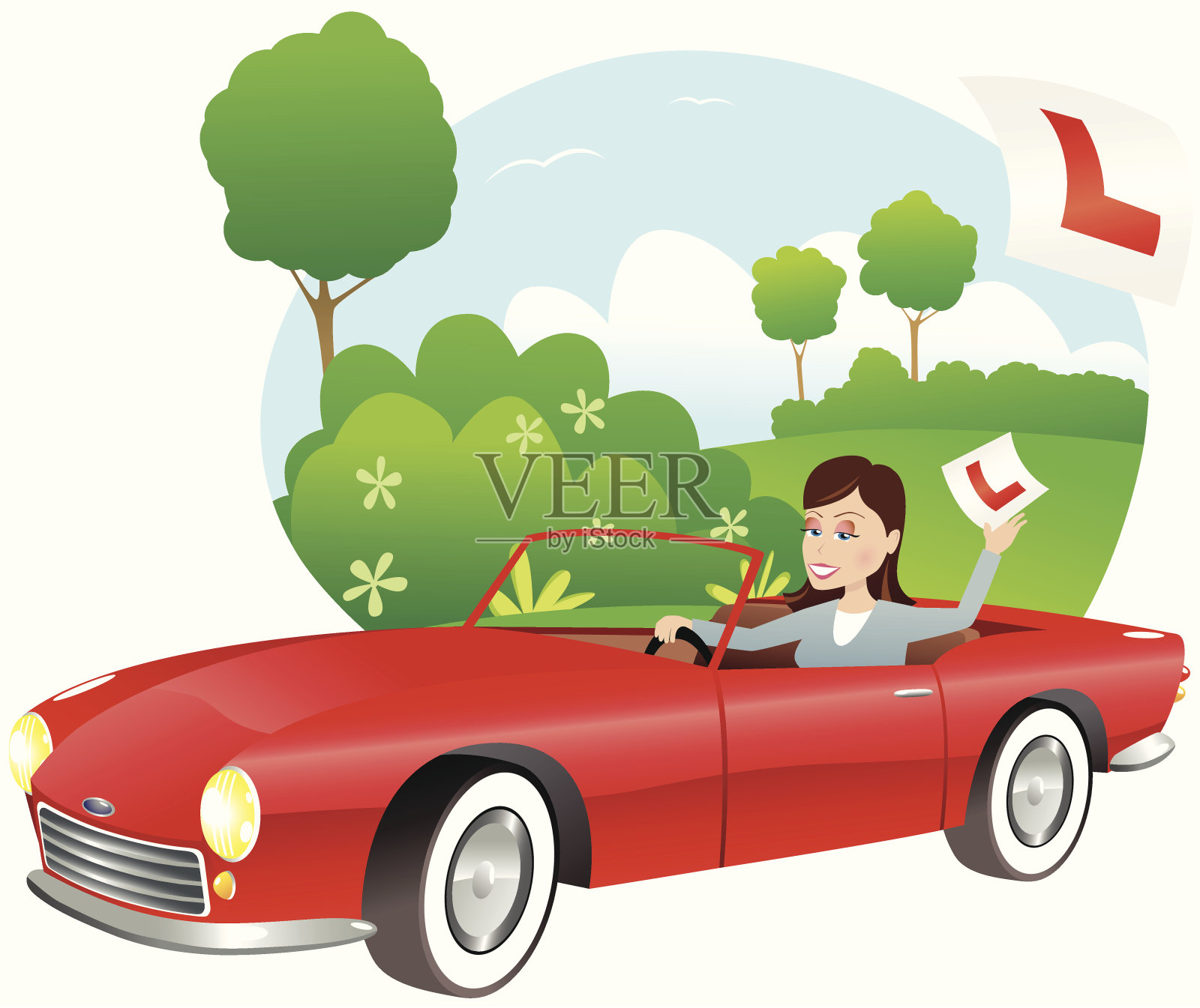 新手驾车者通过考试插画图片素材