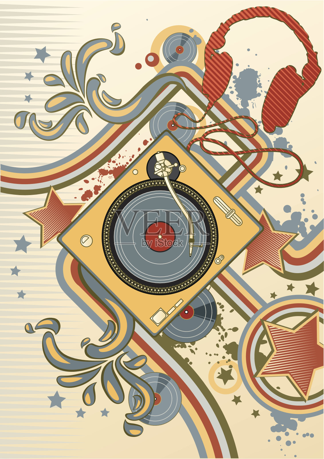 复古的乙烯基插画图片素材