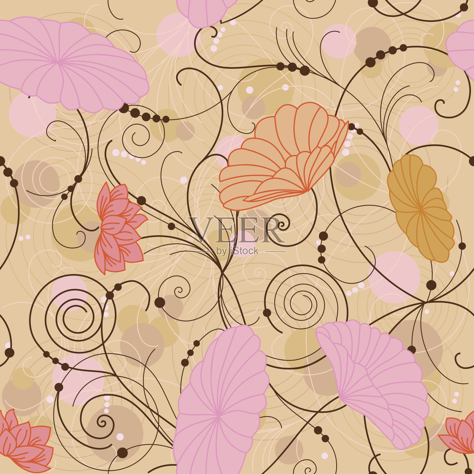 美丽的花无缝背景插画图片素材