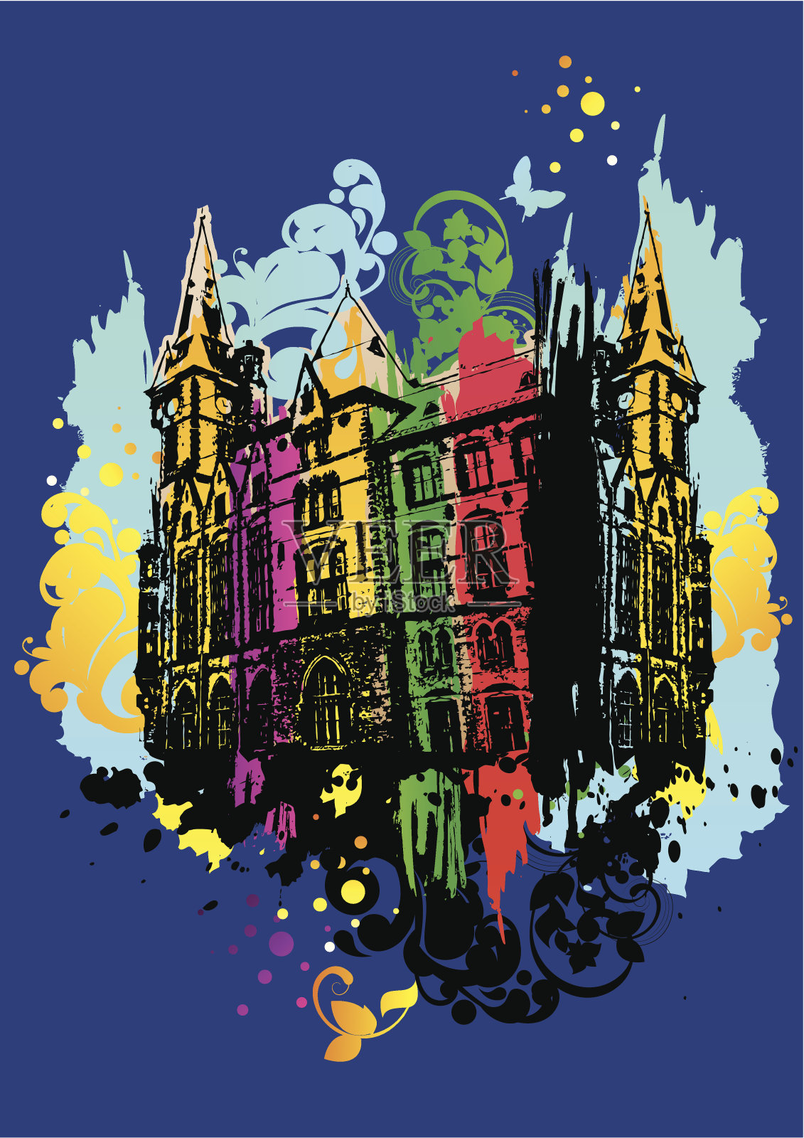 老城插画图片素材