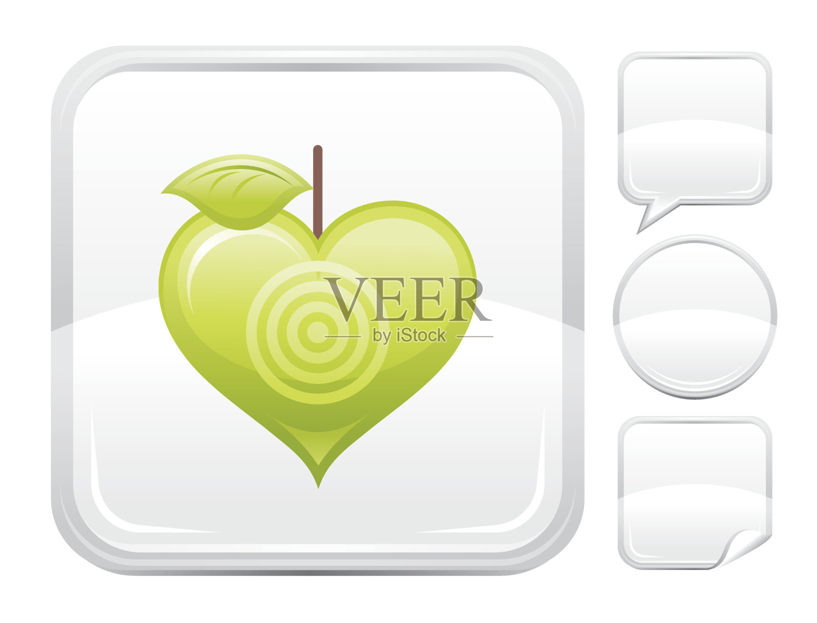 苹果目标图标上的银色按钮图标素材