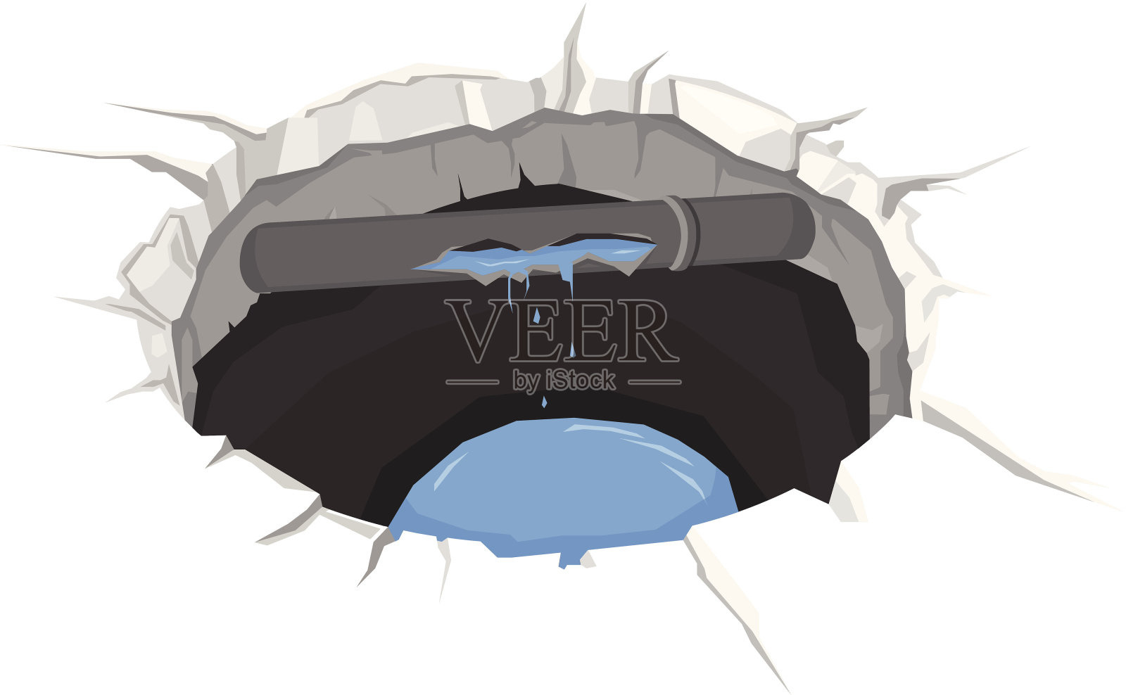 水管破裂插画图片素材