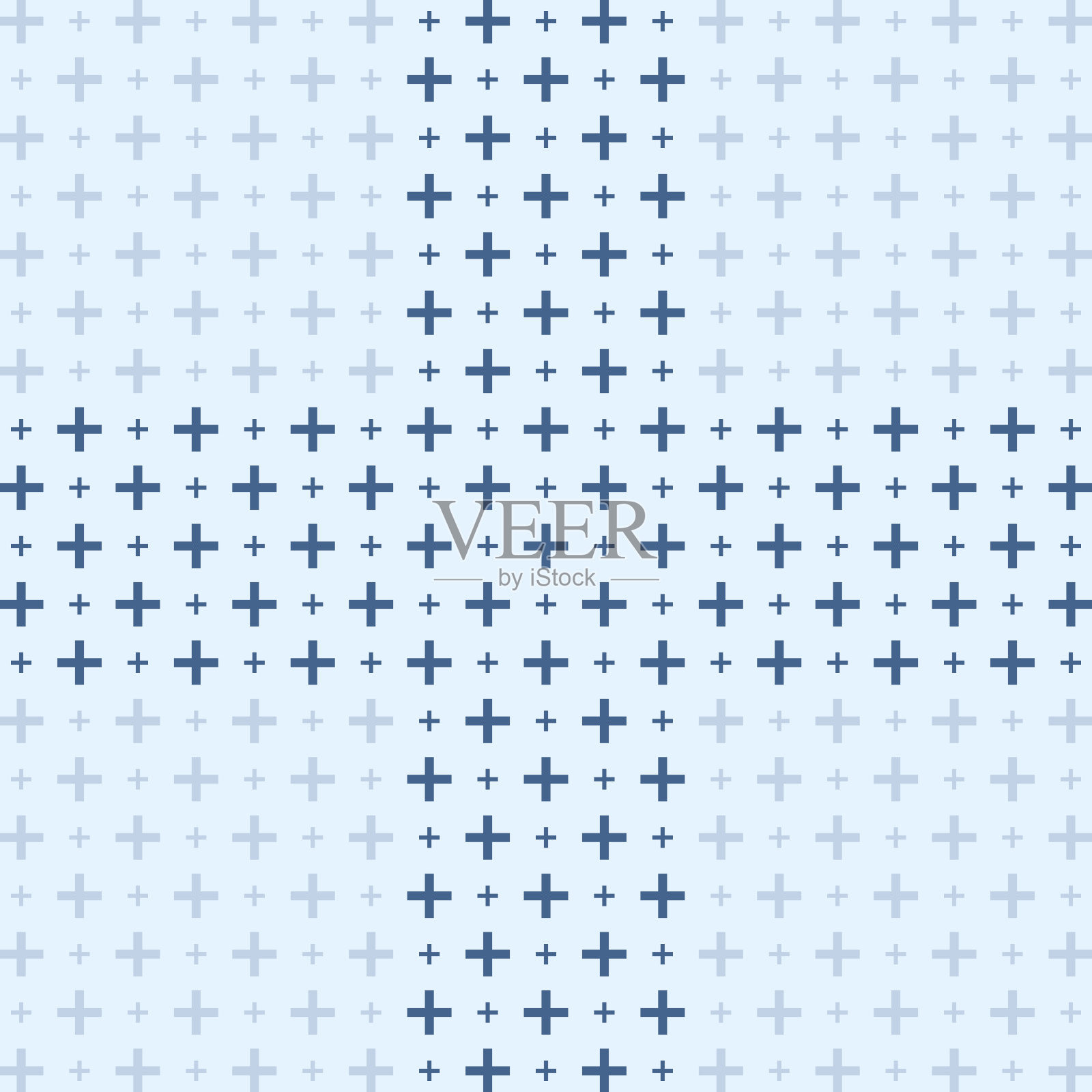 加号由两种尺寸的加号组成，蓝色网格图案插画图片素材