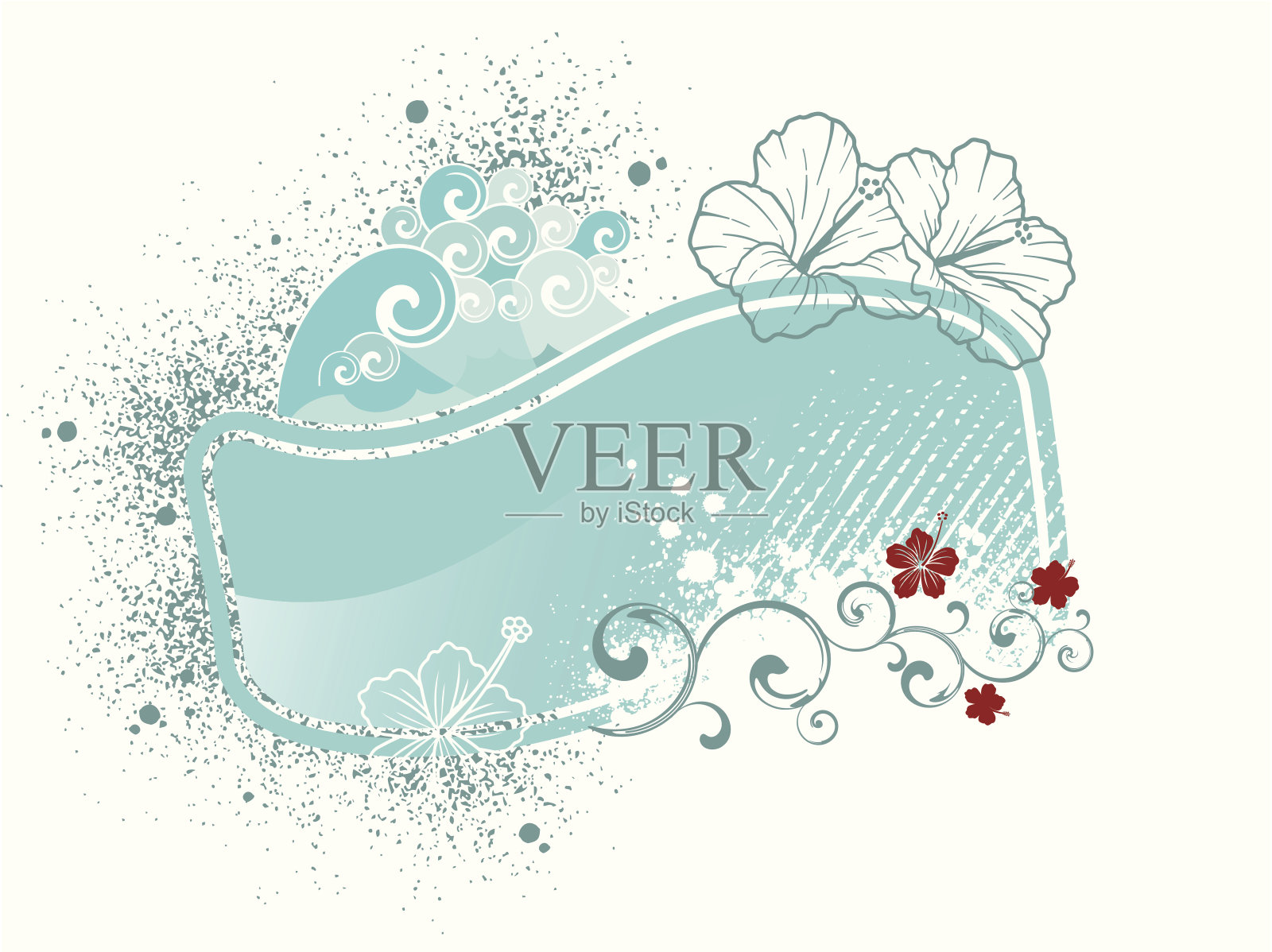 背景芙蓉插画图片素材