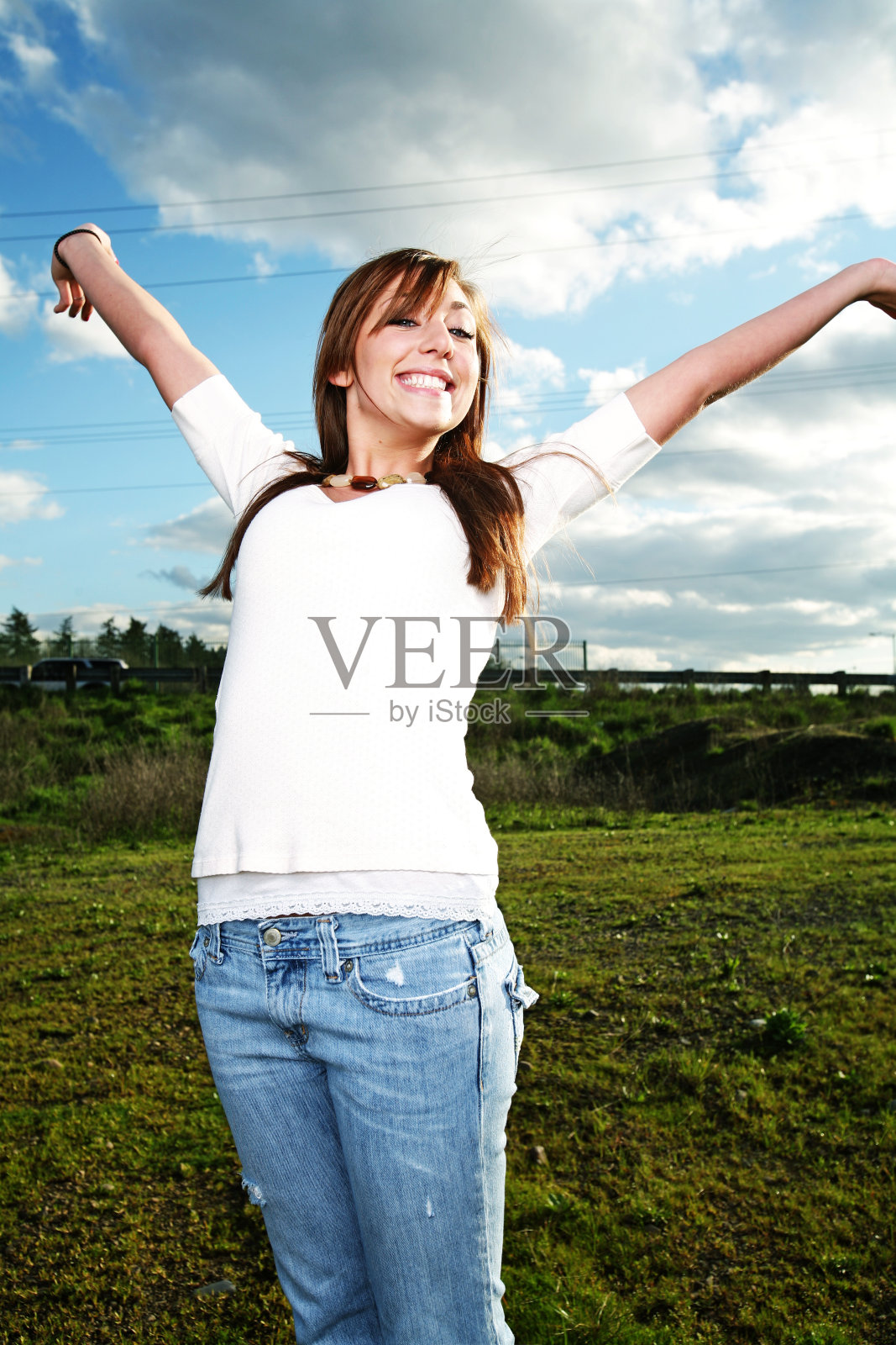 白人女性与喜悦肖像照片摄影图片