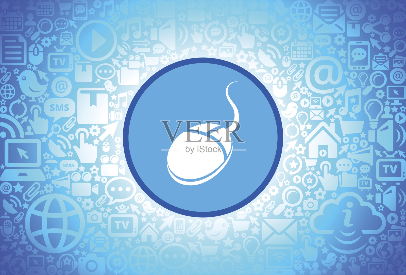 计算机鼠标图标在互联网技术背景插画图片素材