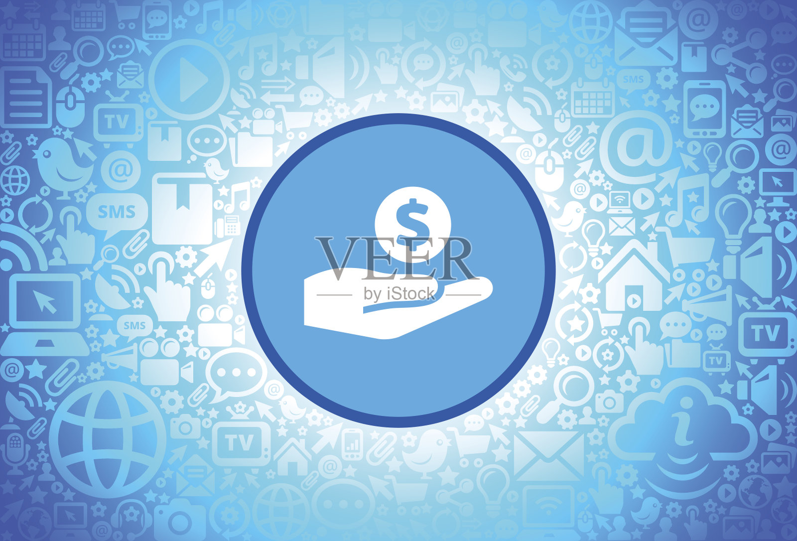 在互联网技术背景上给予金钱图标插画图片素材