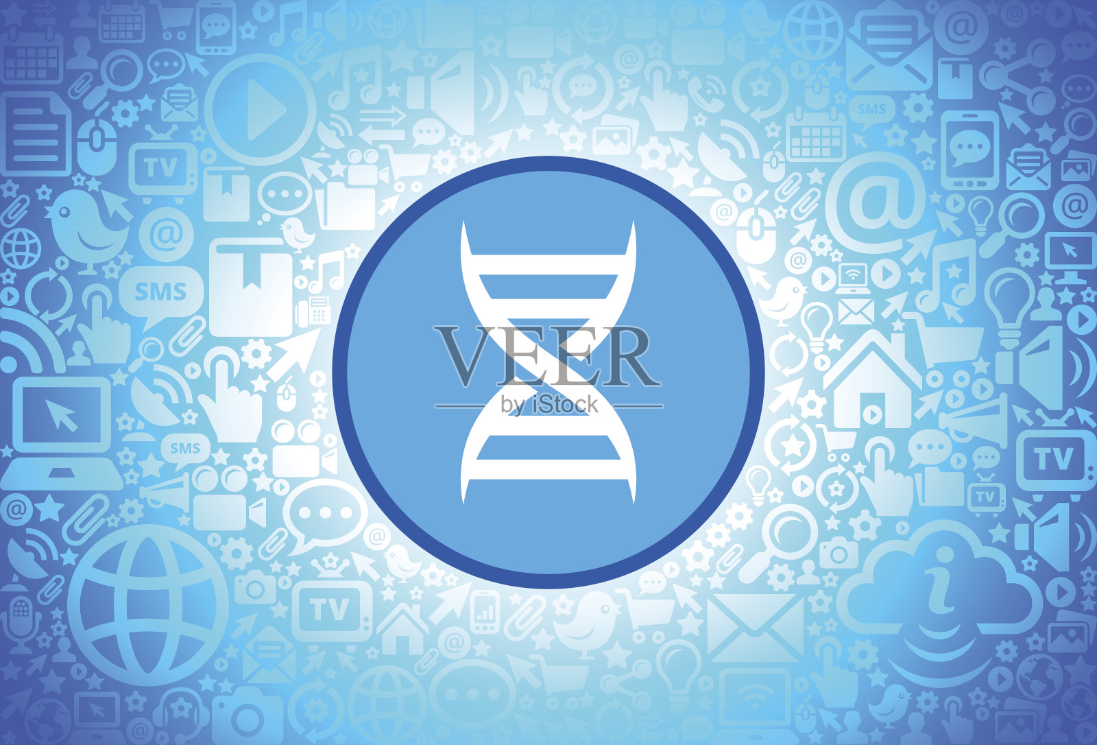 互联网技术背景上的DNA链图标插画图片素材