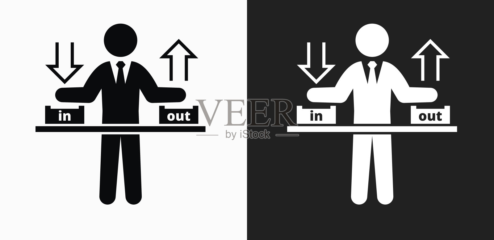 商人在和出图标上的黑色和白色矢量背景插画图片素材