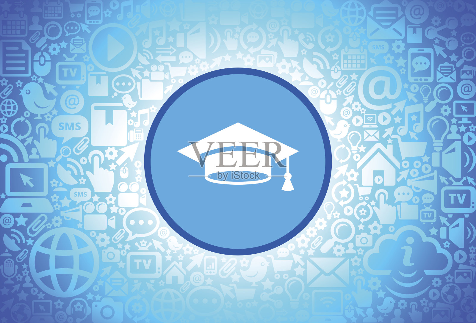 互联网技术背景下的毕业图标插画图片素材