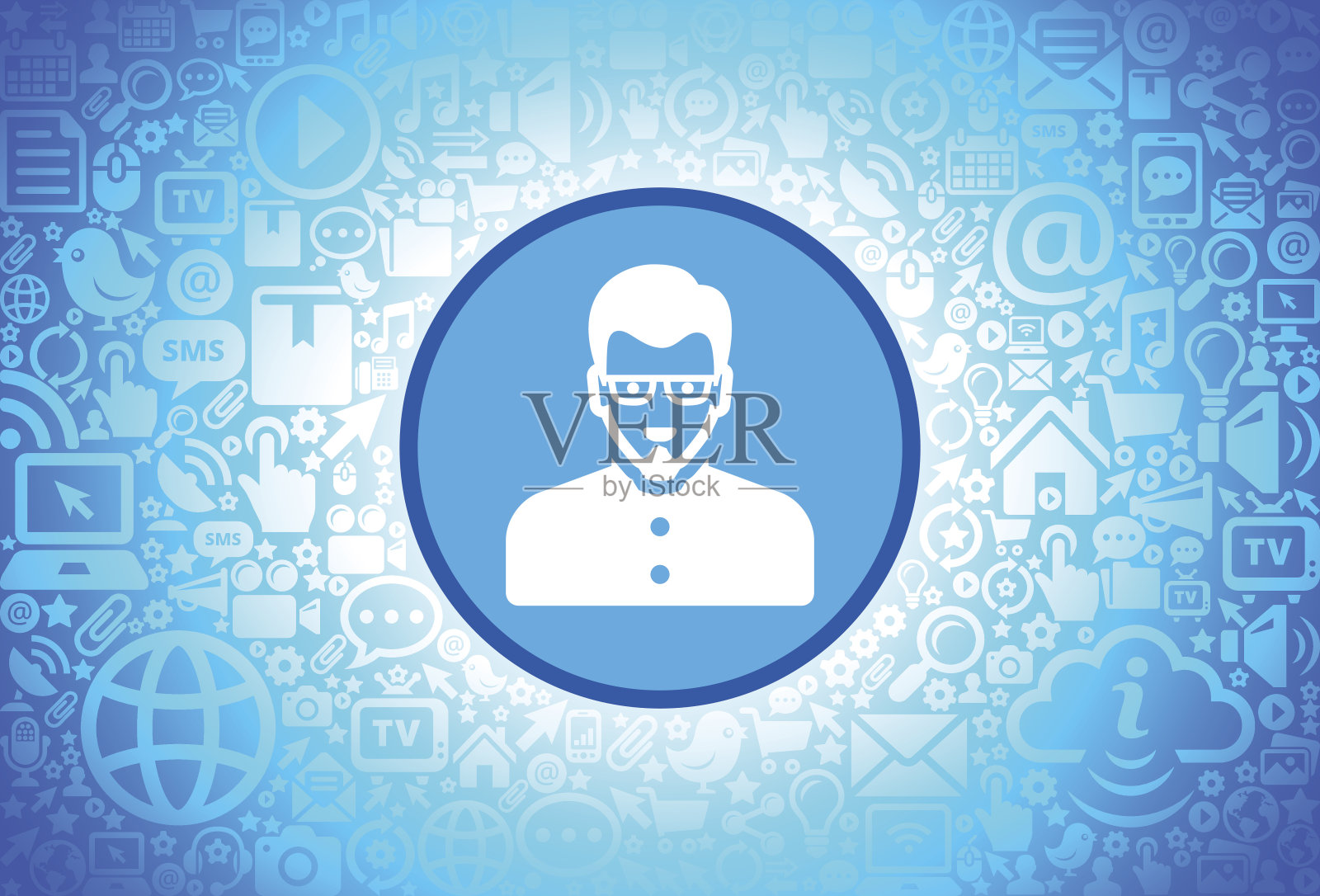 男子的脸肖像图标在互联网技术背景插画图片素材