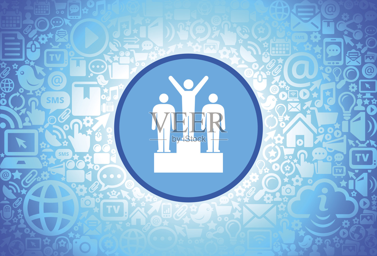 领奖台获奖者图标在互联网技术背景插画图片素材