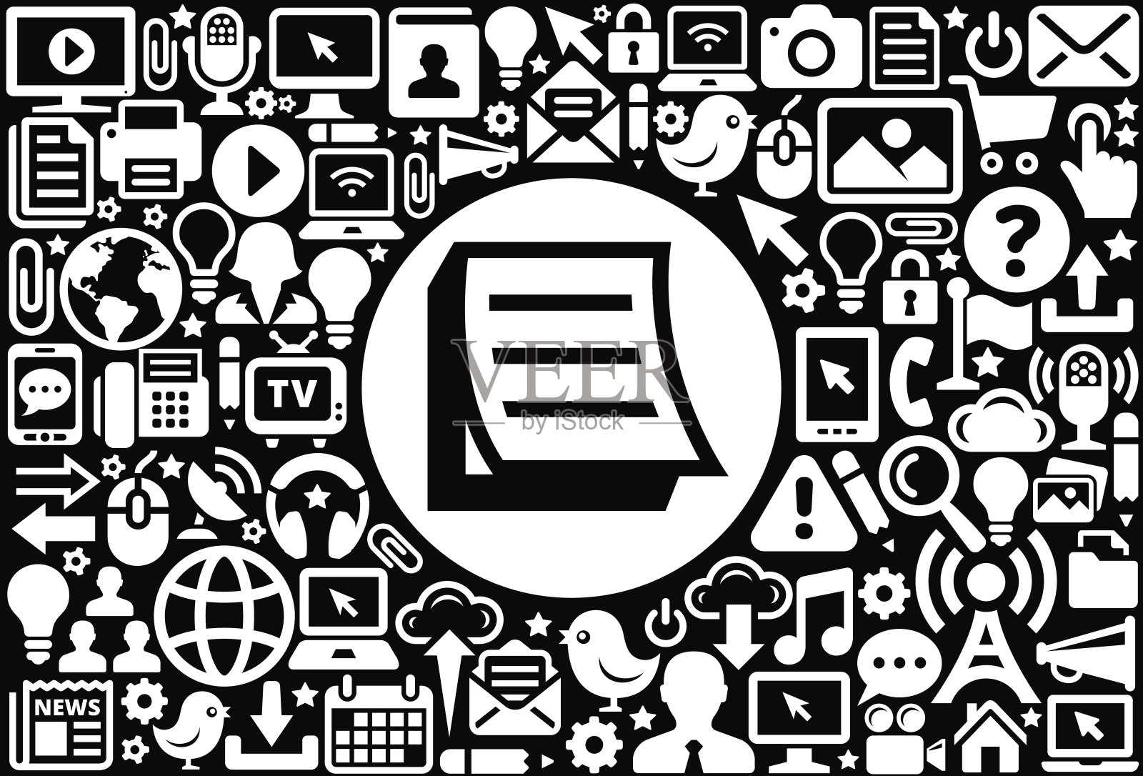 提醒图标黑白互联网技术背景插画图片素材