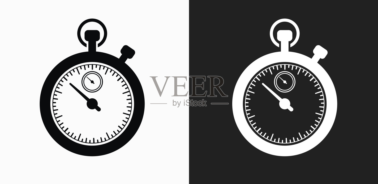 停止观看图标上的黑色和白色矢量背景插画图片素材