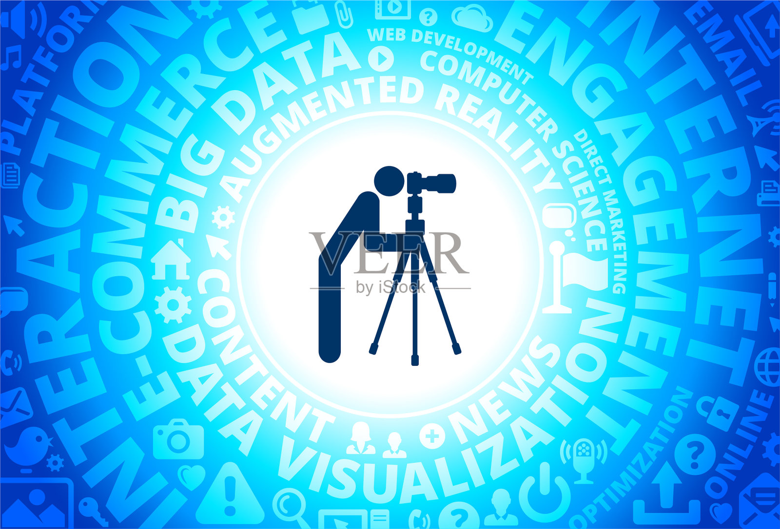 相机人图标在互联网现代技术词汇背景插画图片素材