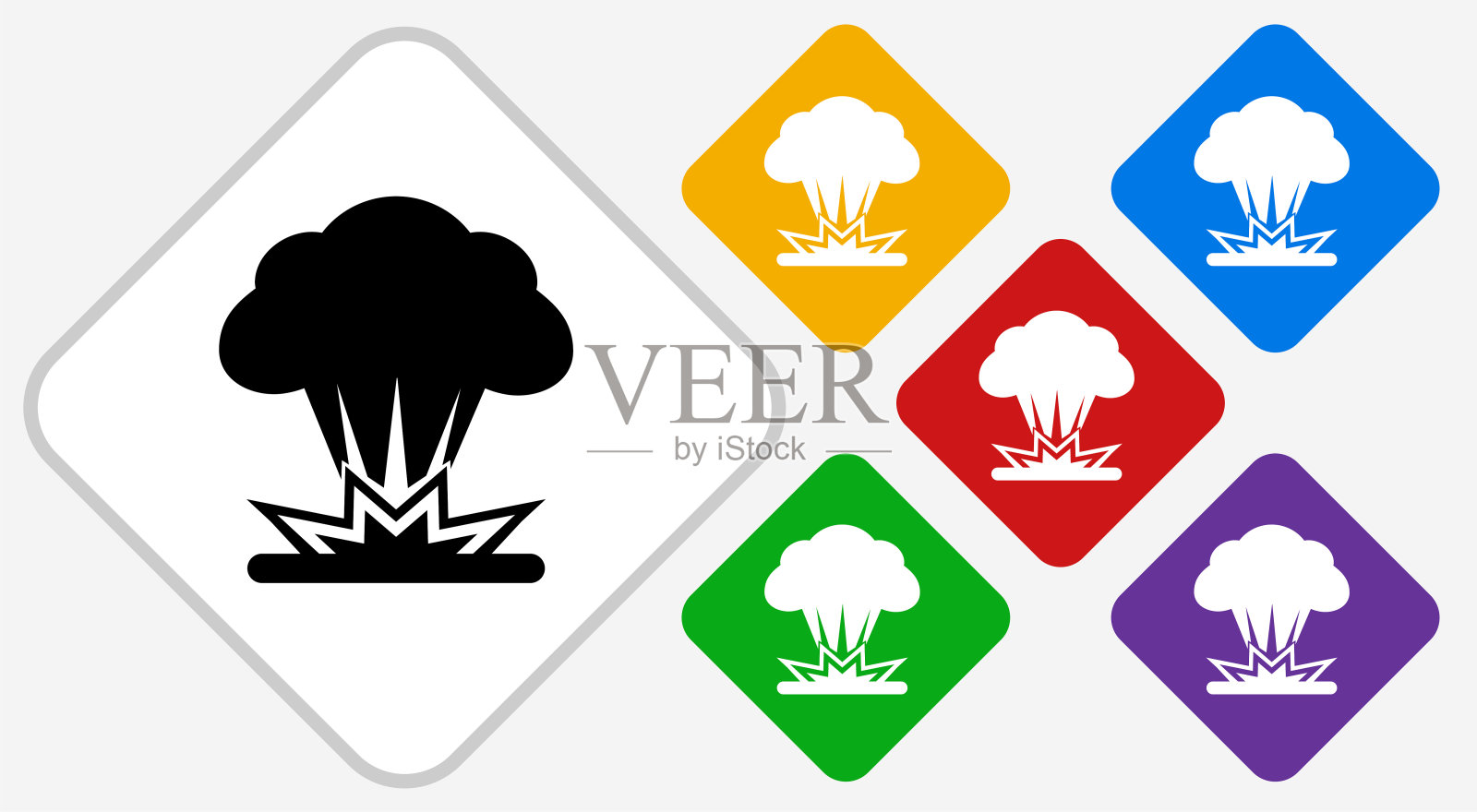 爆炸彩色钻石矢量图标插画图片素材