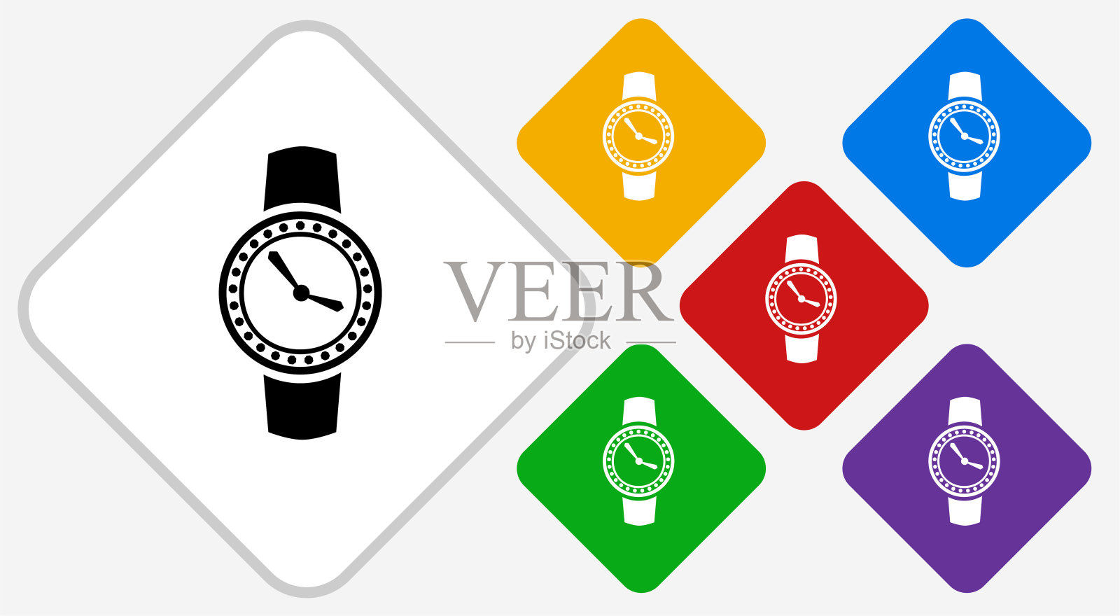 手表彩色钻石矢量图标插画图片素材