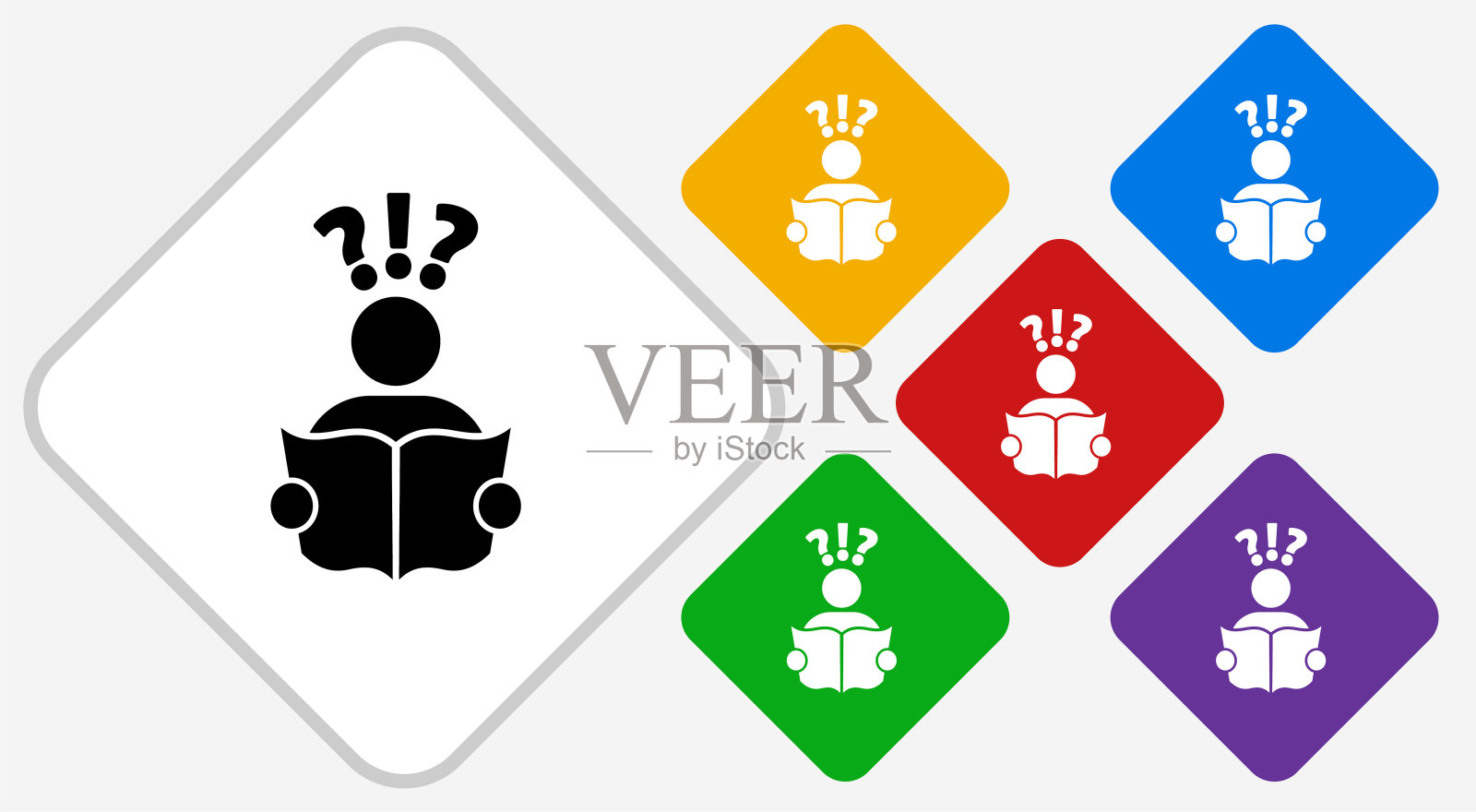 问题和阅读彩色钻石矢量图标插画图片素材