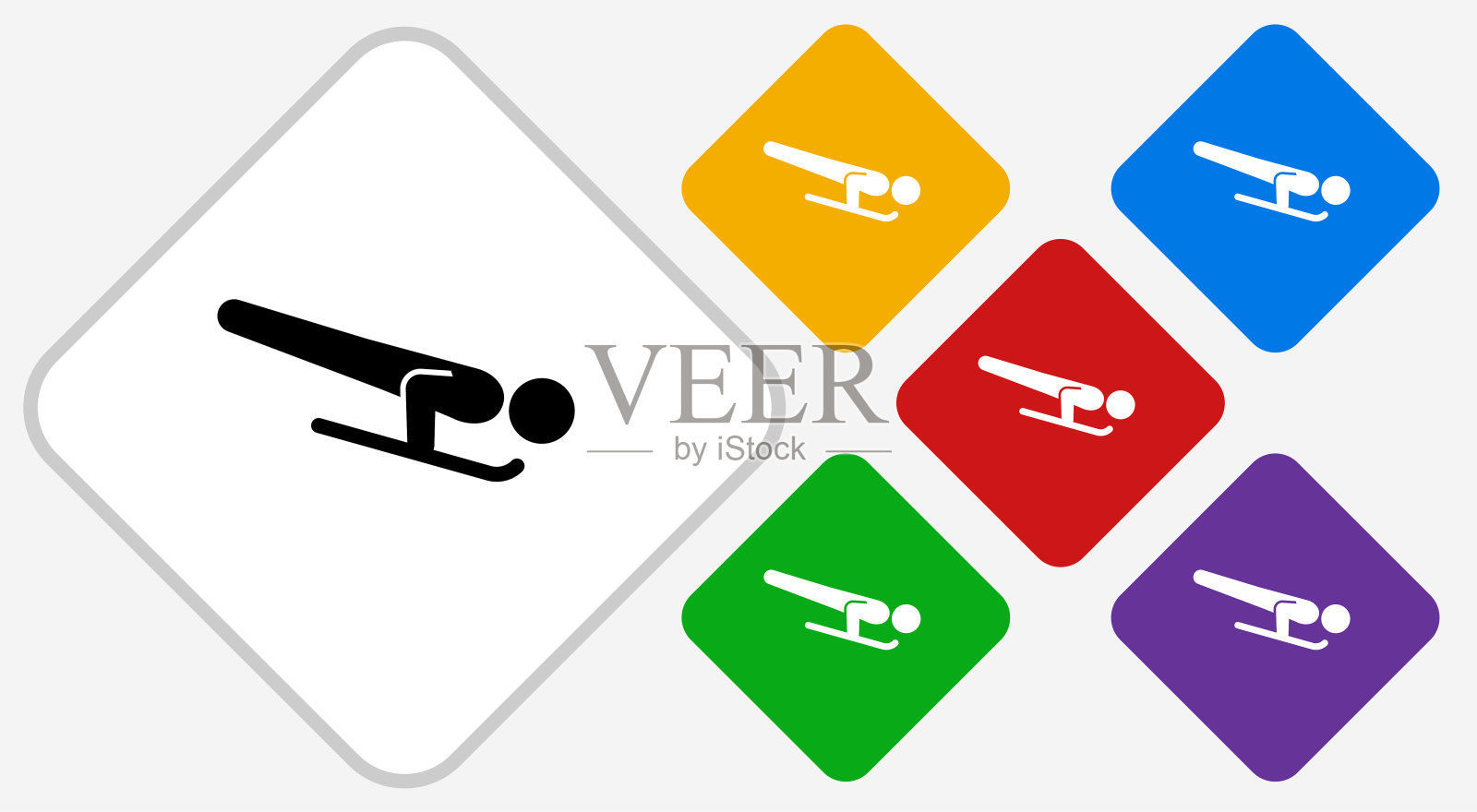 骷髅雪橇彩色钻石矢量图标插画图片素材