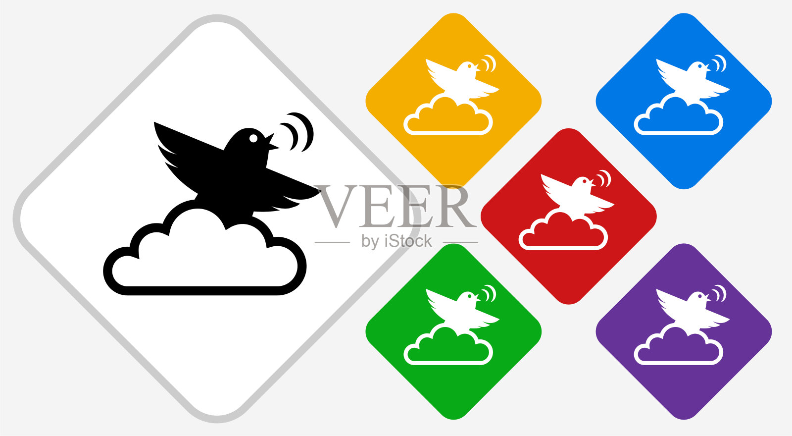 通信云计算彩色钻石矢量图标插画图片素材