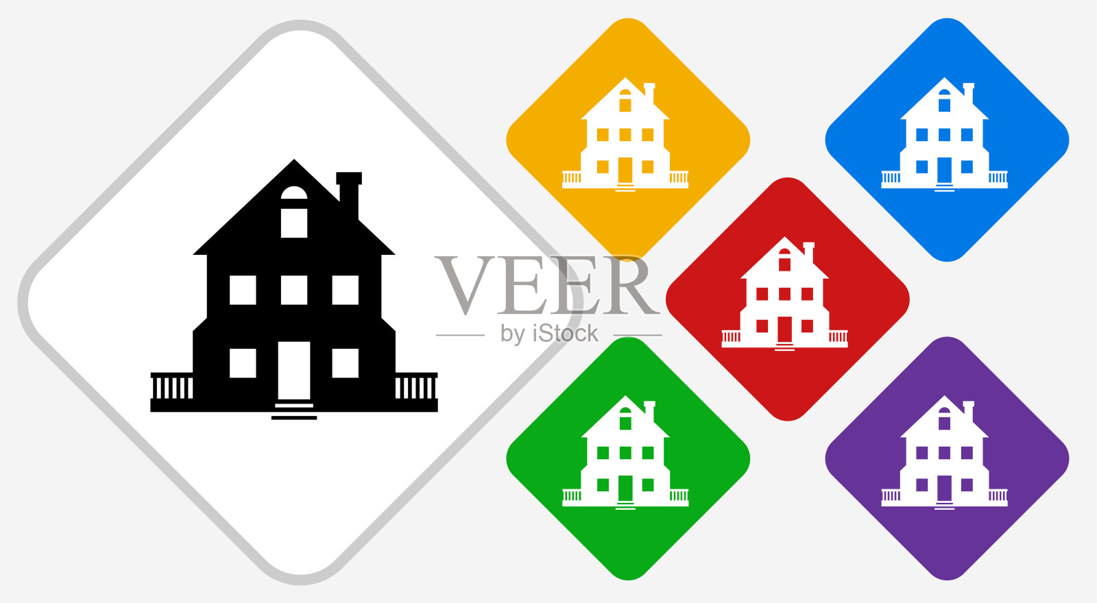 房子颜色钻石矢量图标插画图片素材