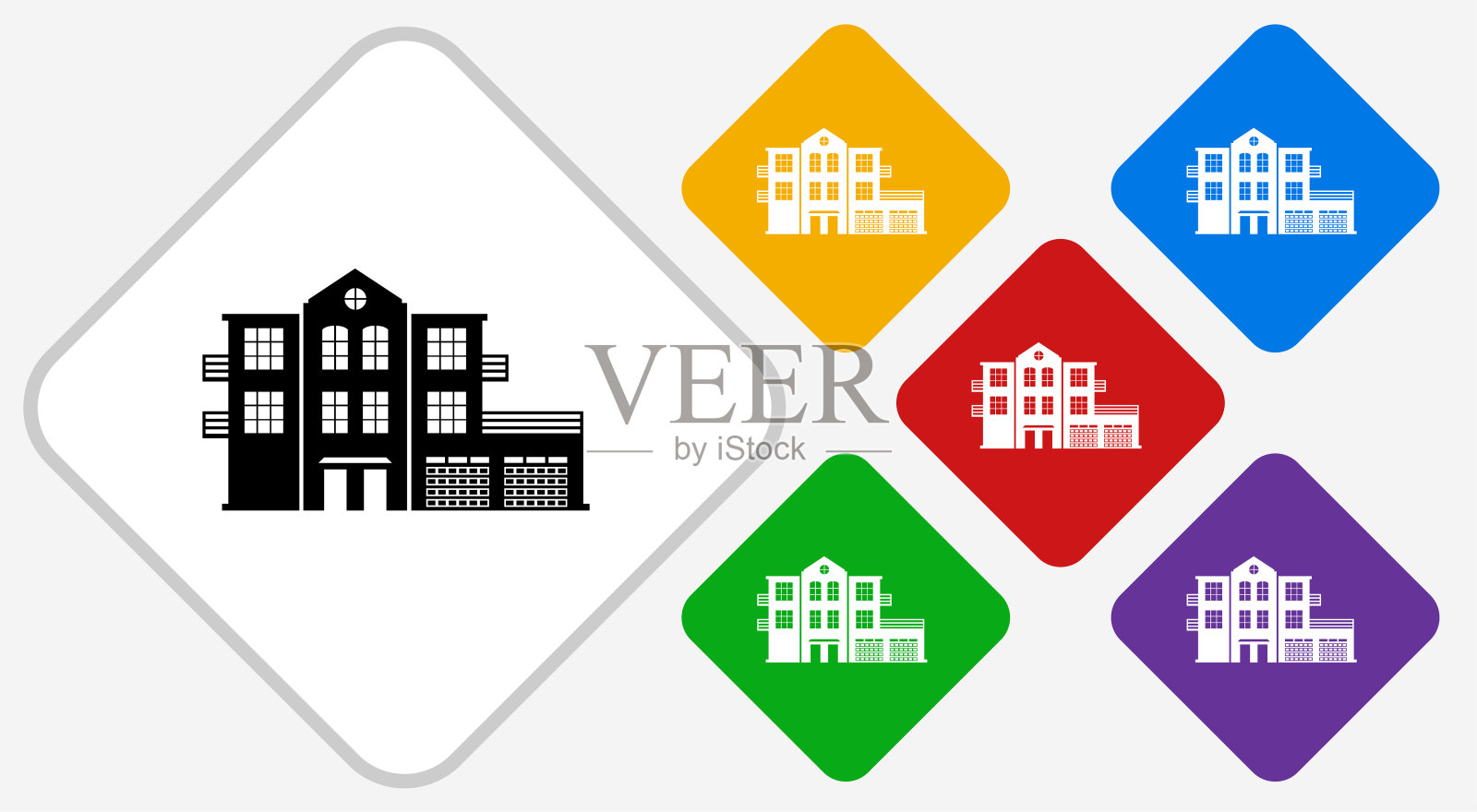 建筑彩色钻石矢量图标插画图片素材