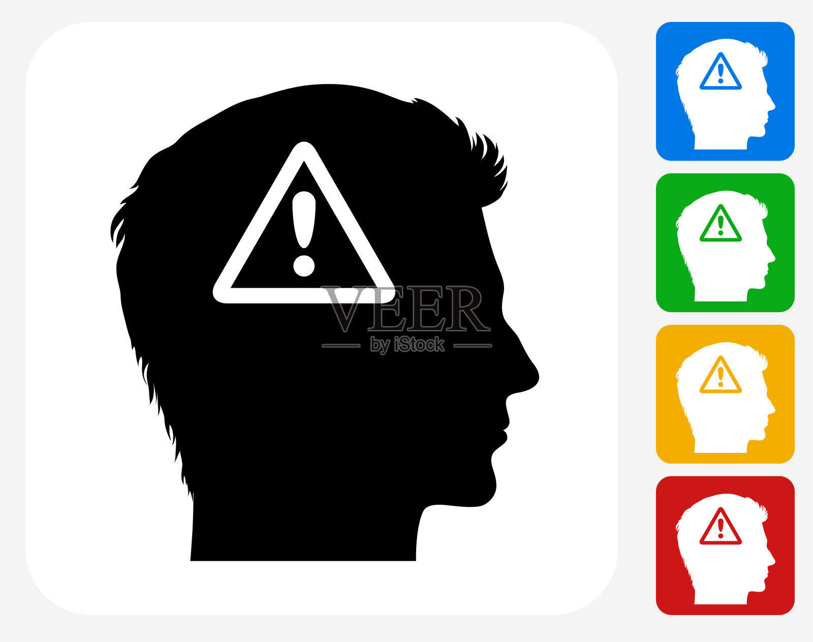 注意标志、感叹号、面部轮廓插画图片素材