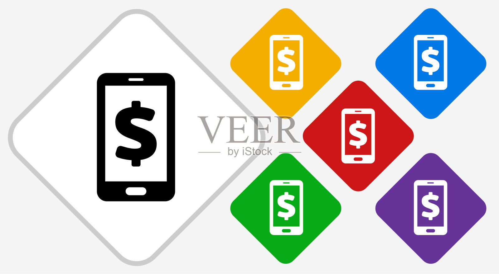 手机屏幕上的美元符号。插画图片素材